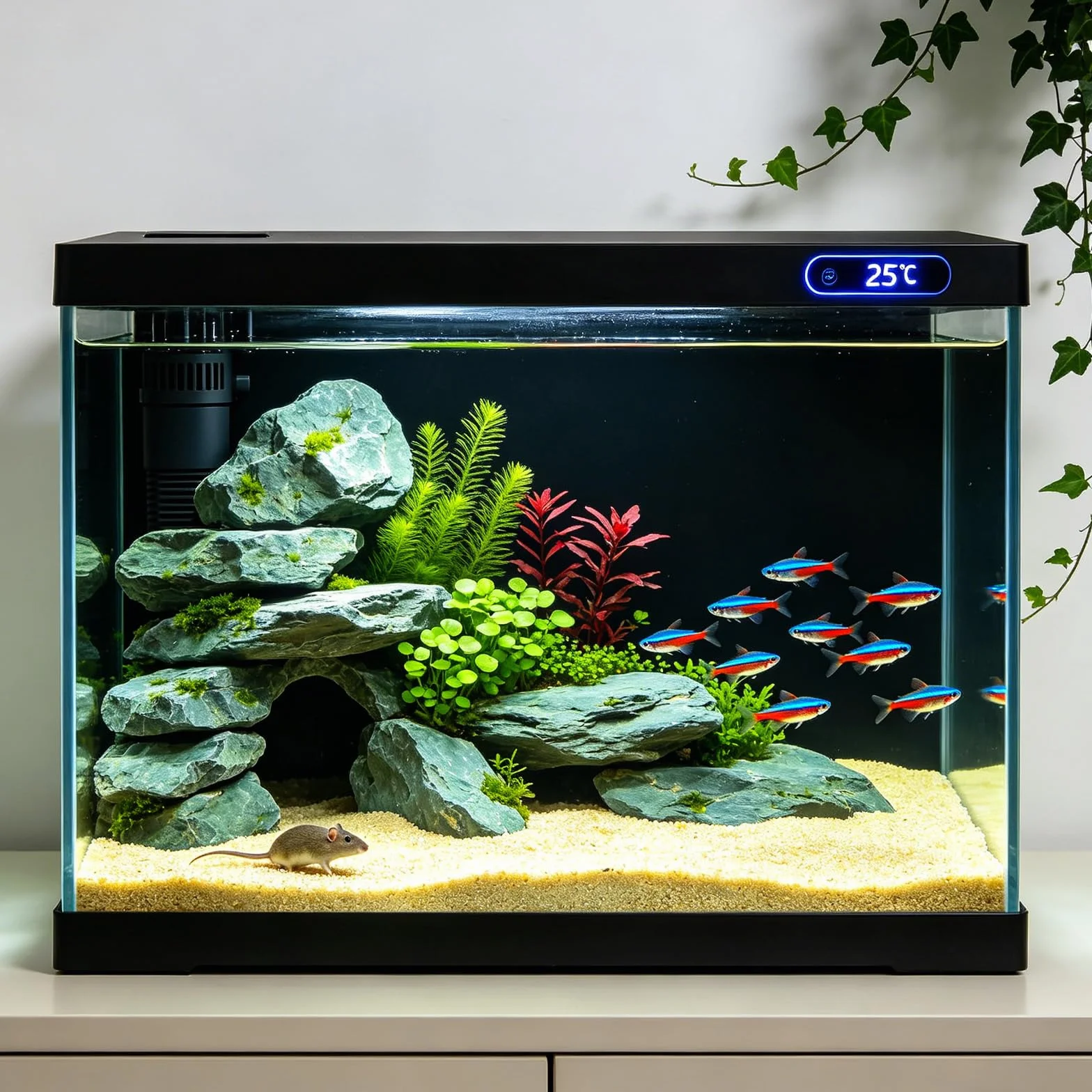Sfondo acquario statico, adesivo in PVC nero per acquario, poster per acquario decorativo, adesivo statico per sfondo acquario nero (Schwarz mit Kleber, 30 x 200 cm)