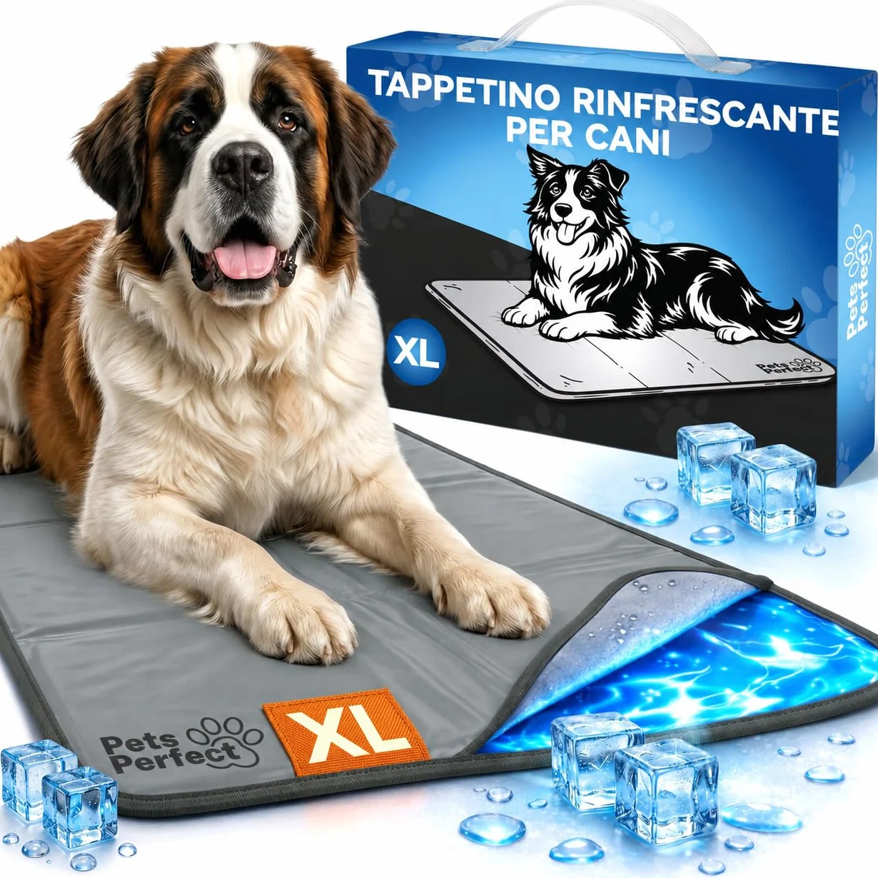 Cooling mat for dogs XL XXL - Tappetino refrigerante cane auto rinfrescante con gel non tossico pieghevole