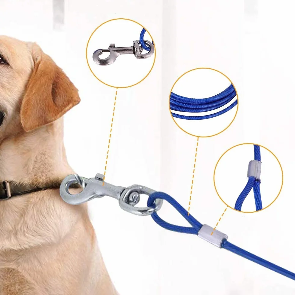 5m Guinzaglio per Cane，doppia testa Guinzaglio，per Esterno Come Cortile E Campeggio（blu）.