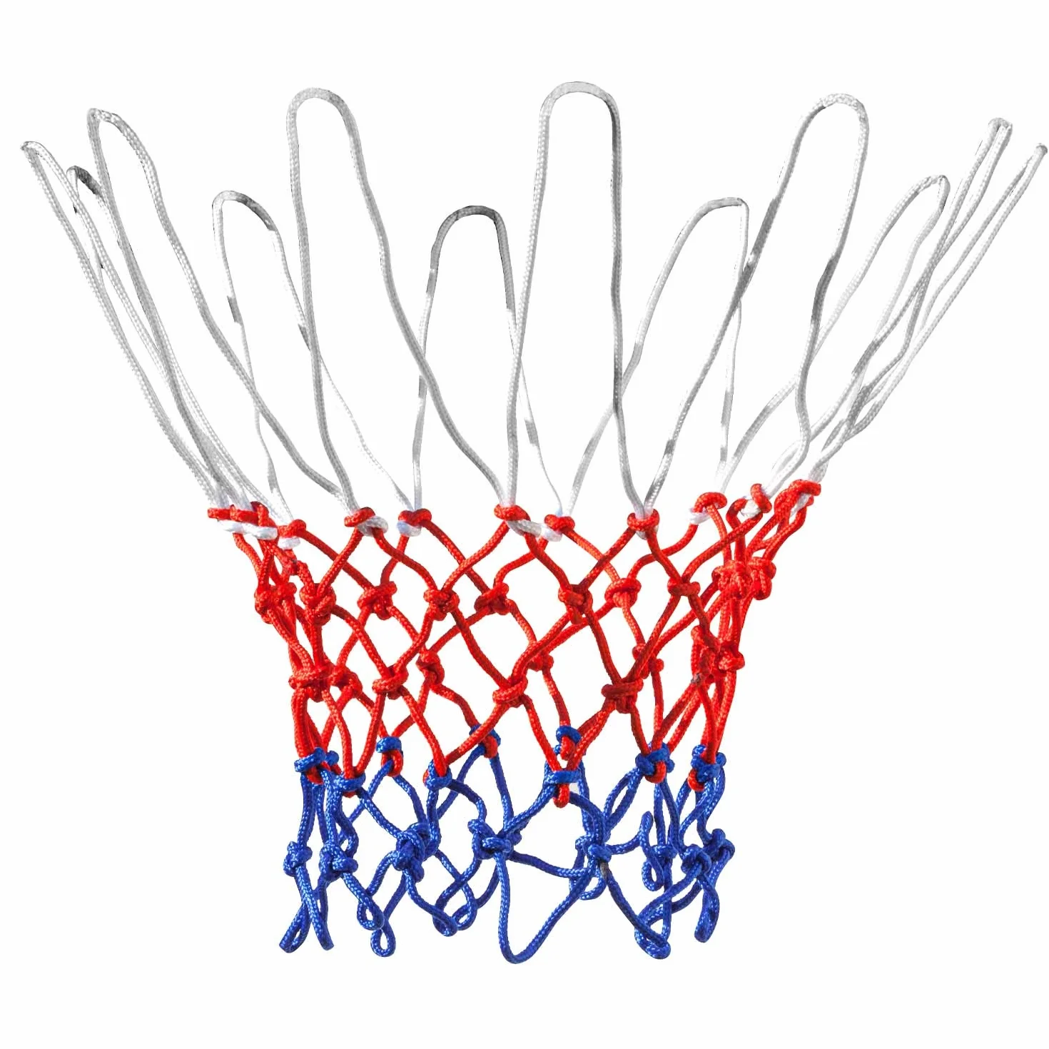 TRIXES Rete per canestro da basket 12 anelli Nylon Rosso/Bianco/Blu