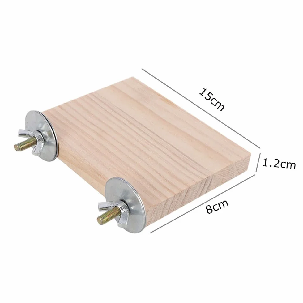 Piattaforma per Uccelli 2 Pezzi, Legno Rettangolare 15x8cm, Accessori Gabbia Pappagalli