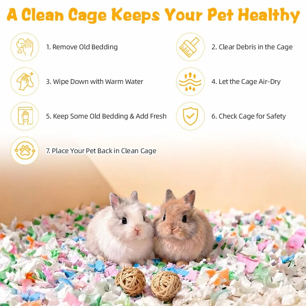 flintronic Lettiera per Piccoli Animali, 15L Biancheria da Letto per Animali Domestici, 99% Priva di Polvere e Antiodore, per Criceto, Coniglio Nano, gerbilli, Roditori(440g)