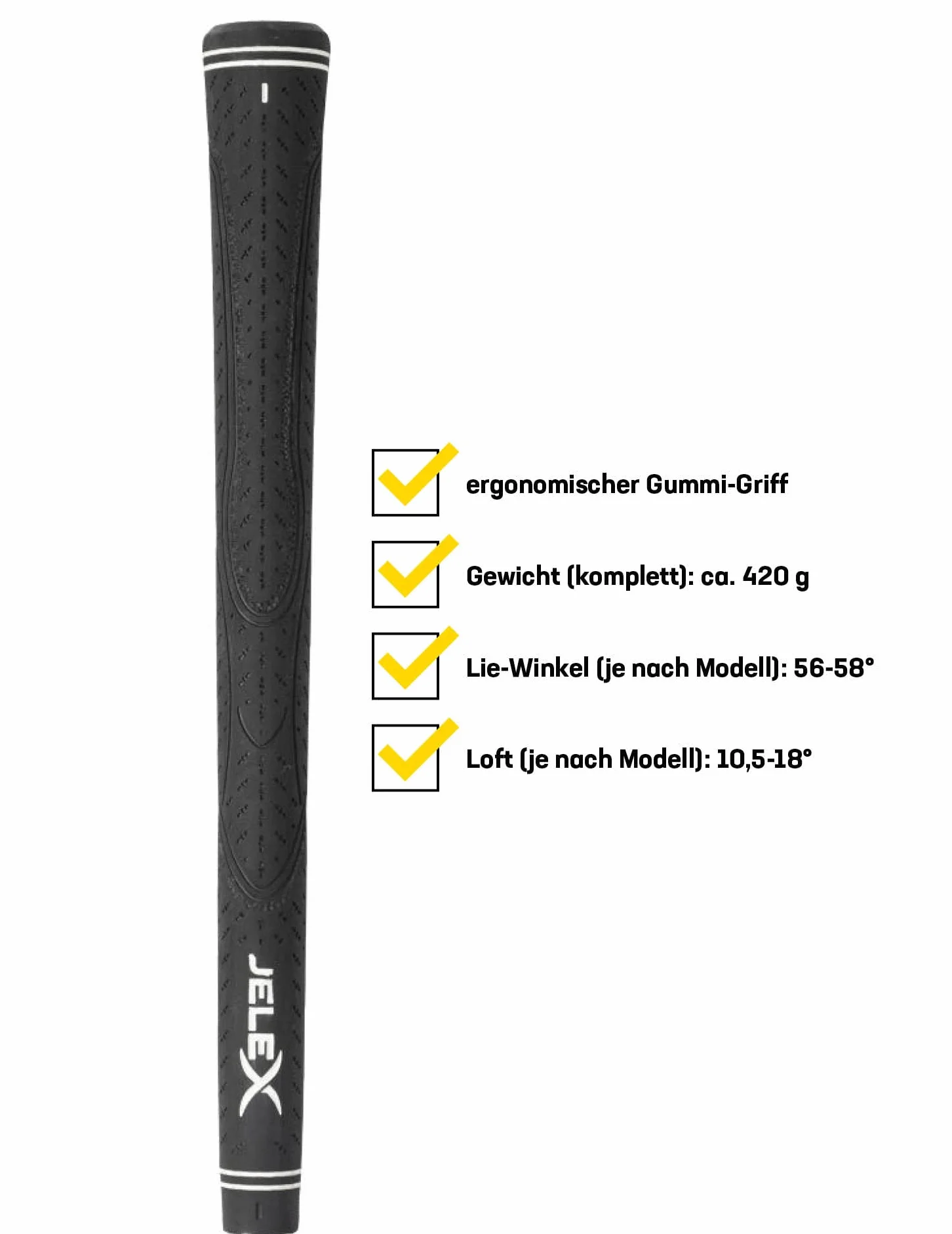 JELEX Golf Driver/Legno Mancini in Acciaio Inox e Alluminio per Mancini, Lunghezza 107-115 cm, Angolo di Lie: 56-58°, Peso: 420 g, con manico ergonomico in gomma facile da pulire e durevole