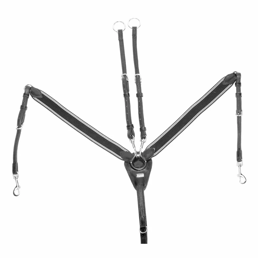 Uke Pettorale Elastico e martingala in Cuoio doppiato Full, Nero