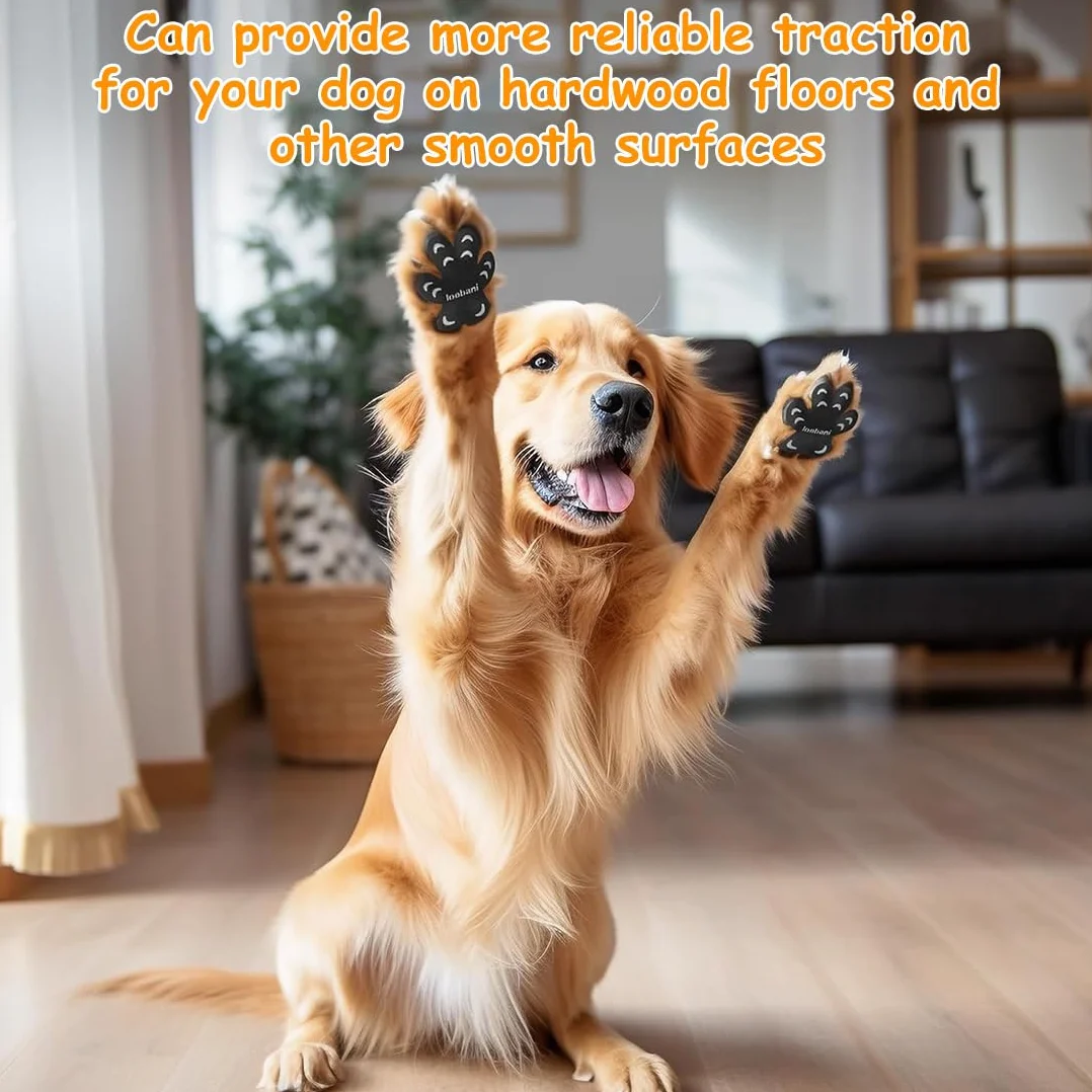 Calzini antiscivolo per cani e gatti in gel autoadesivi, Confezione da 12 cuscinetti antiscivolo per zampe (nero)