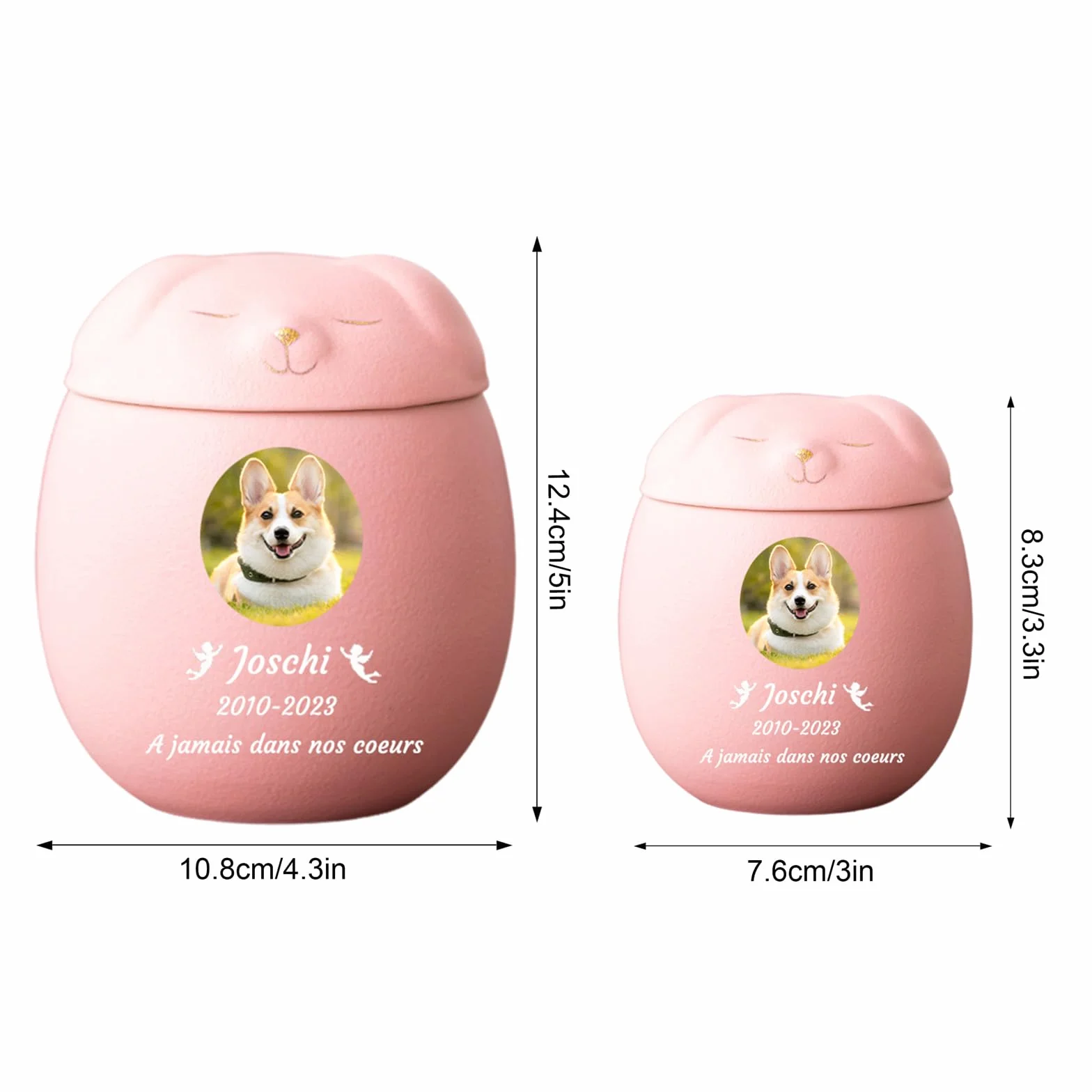 Urne per Cani per Ceneri Personalizzate - Urne per Cani Personalizzate - Urne in Ceramica per la cremazione di Animali Domestici Urne Commemorative per Cani,Rosa,Big