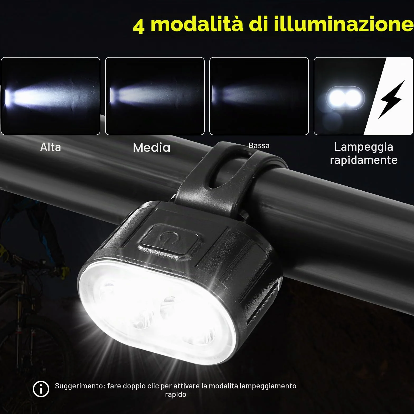 Oderra Luci Bicicletta Led, Ricaricabile USB & Impermeabili IPX5 Luci LED Bici, Lunga Durata Della Batteria, 4+6 Modalità Ultra Luminose Luce Bici Anteriori e Posteriori