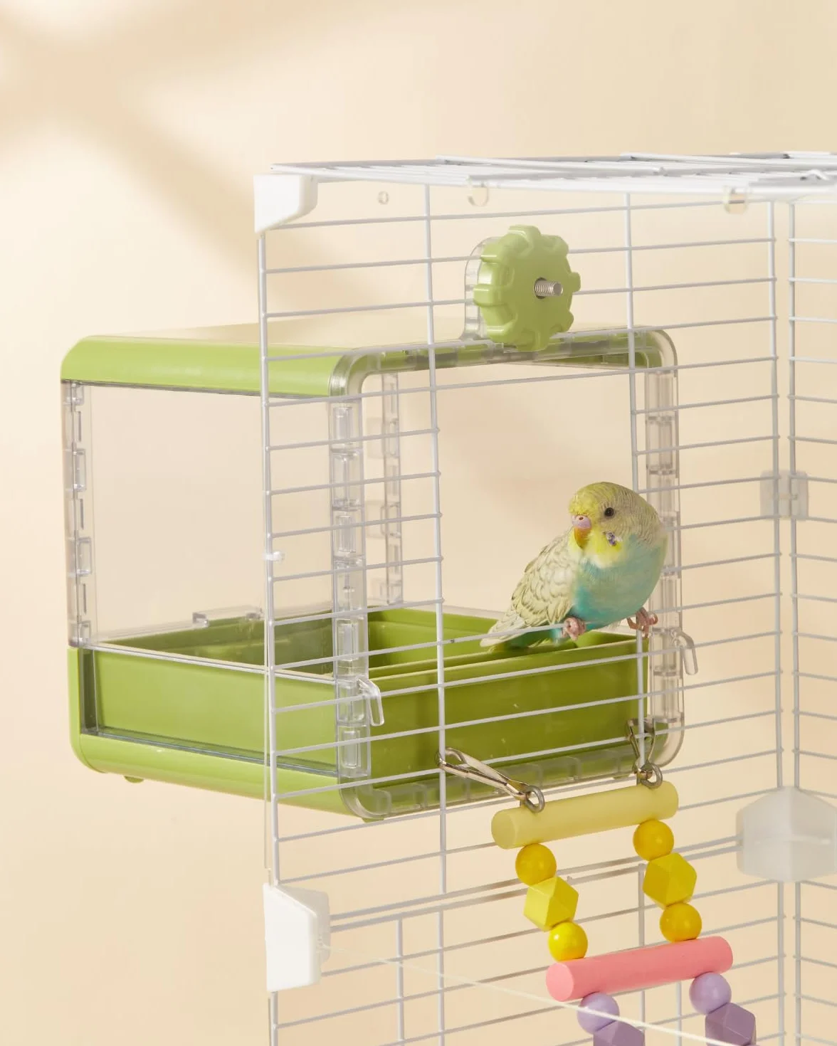 Bagno per uccelli sospeso per gabbia, accessori per uccelli piccoli e medi, pappagalli, inseparabili, fringuelli, parrocchetti (Bianco)