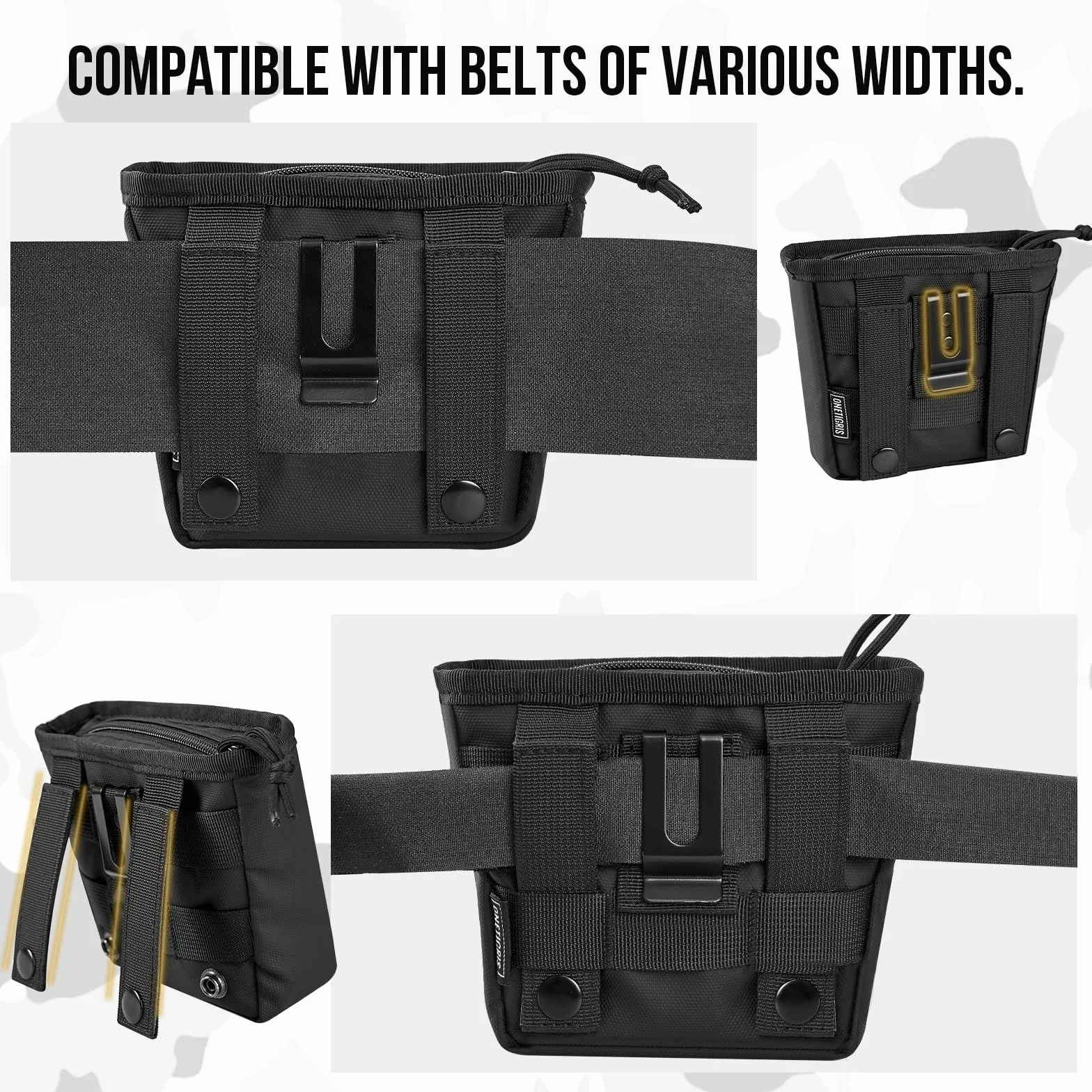 OneTigris Borsa Porta-Premi per Cani Impermeabile con Chiusura Magnetica, Porta Snack Addestramento Rimovibile con Dispenser Sacchetti Igienici, Alta capacità SnackKeeper Multifunzione, Nero