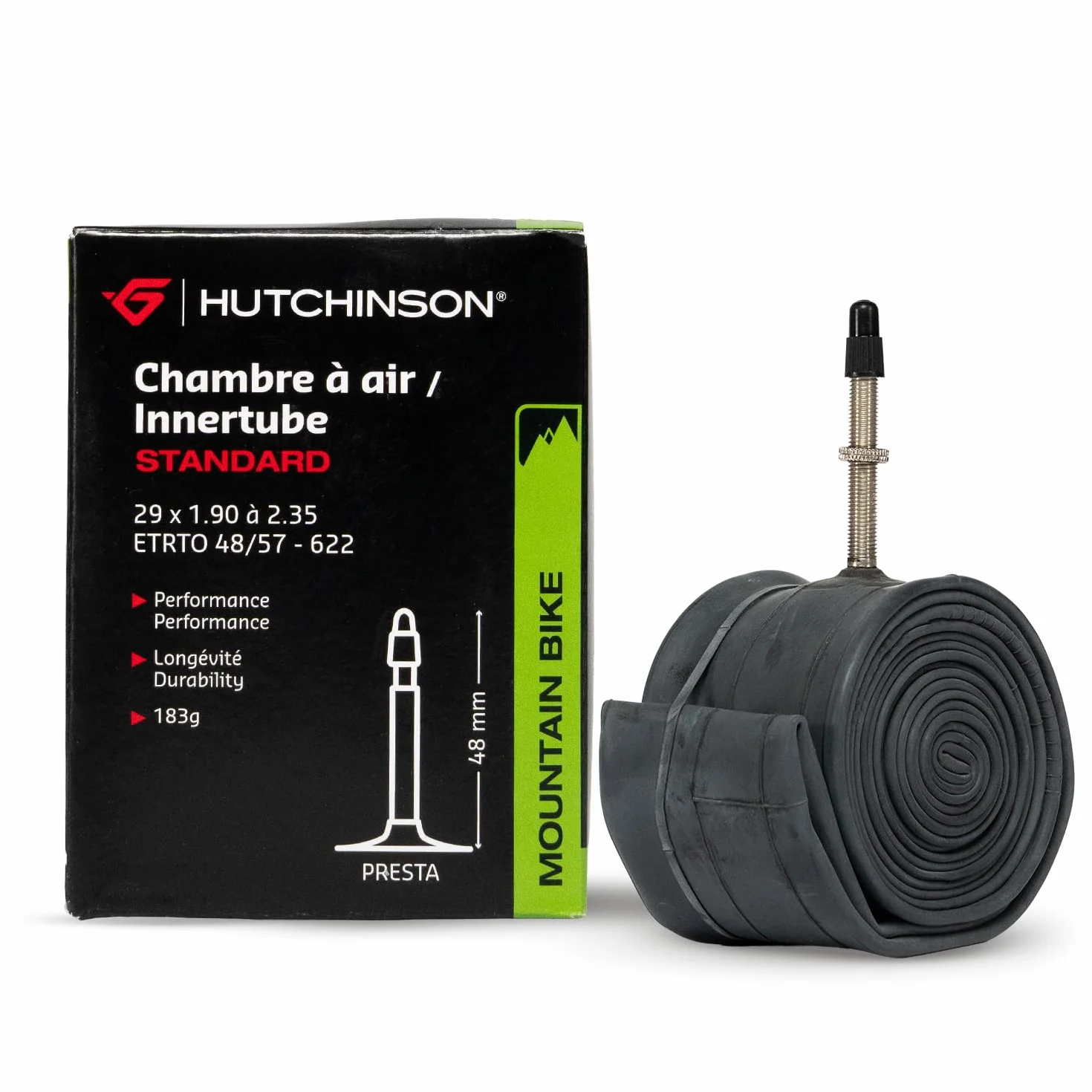 HUTCHINSON - Camera d'aria - MTB - Standard - Resistenza e antiforatura - Valvola Schräder o Presta - Spessore 0,9 mm - 48 MM - 29 x 1,90-2,35