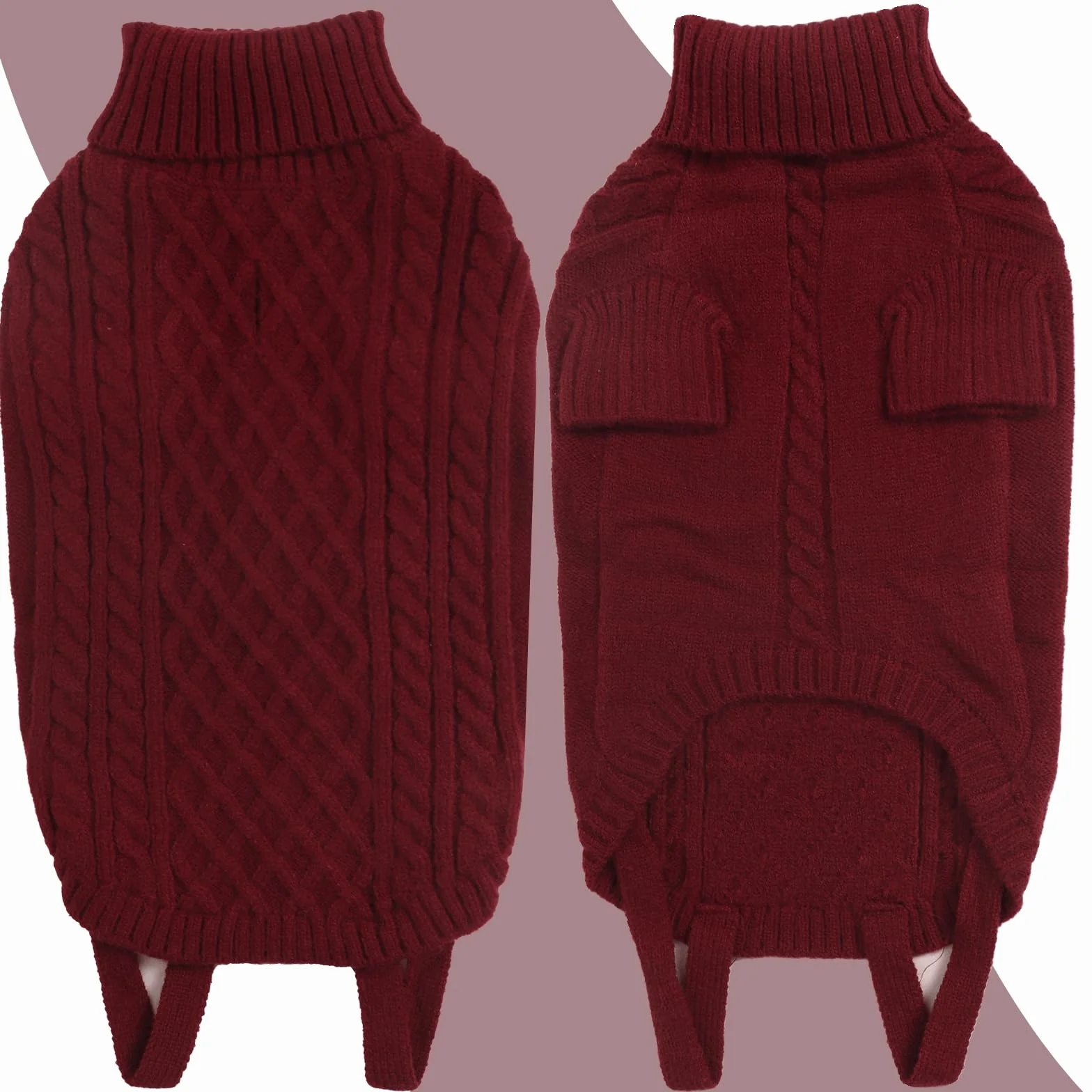 Maglione Cane Taglia Media Caldo Invernale Termica Dolcevita Lavorare a Maglia Cani Classico Elegante Pile per Cani Bulldog Francese (Rosso Bordeaux L)