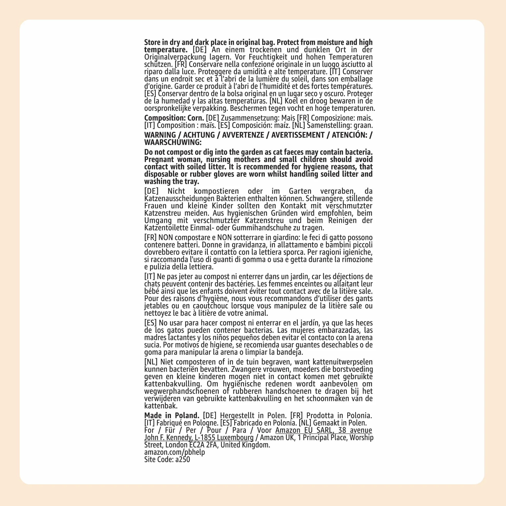 Lettiera per Gatti Agglomerante al Mais, 10L (Confezione da 1)