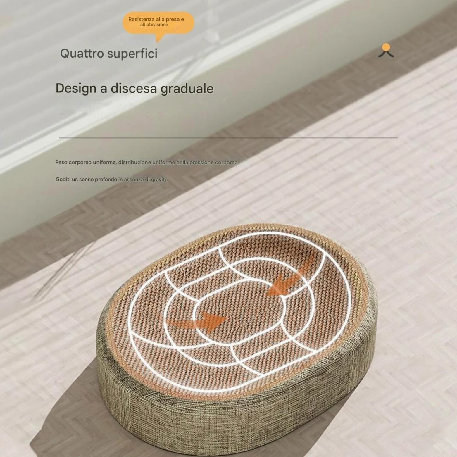 Tiragraffi Per Gatti Resistente In Sisal, 60x40x8cm 2 In 1 Cartone Rotondo Tiragraffi, Cuccia Ovale 2 In 1, CerchiTiragraffi Lounge Per Graffiare, Riposo E Gioco Gatti Da Interno