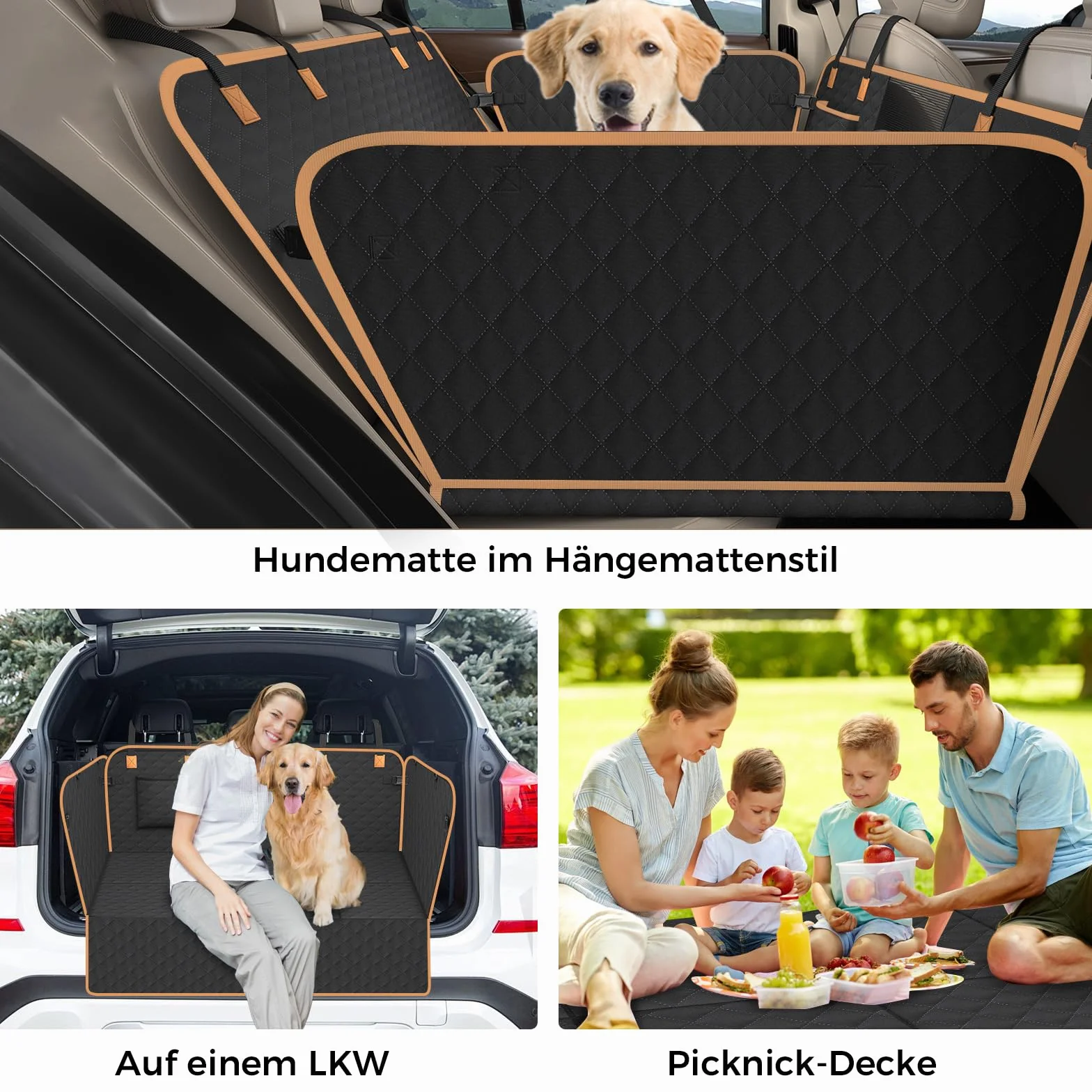 Coprisedile Auto per Cani con Pannello di Fibra Rigido- Più spazio - Impedisce ai Cani di Cadere, Impermeabile, Telo Auto Per Cani, Per Auto Durevole, Telo Auto Per Cani Usato in Tutte le Auto e i SUV