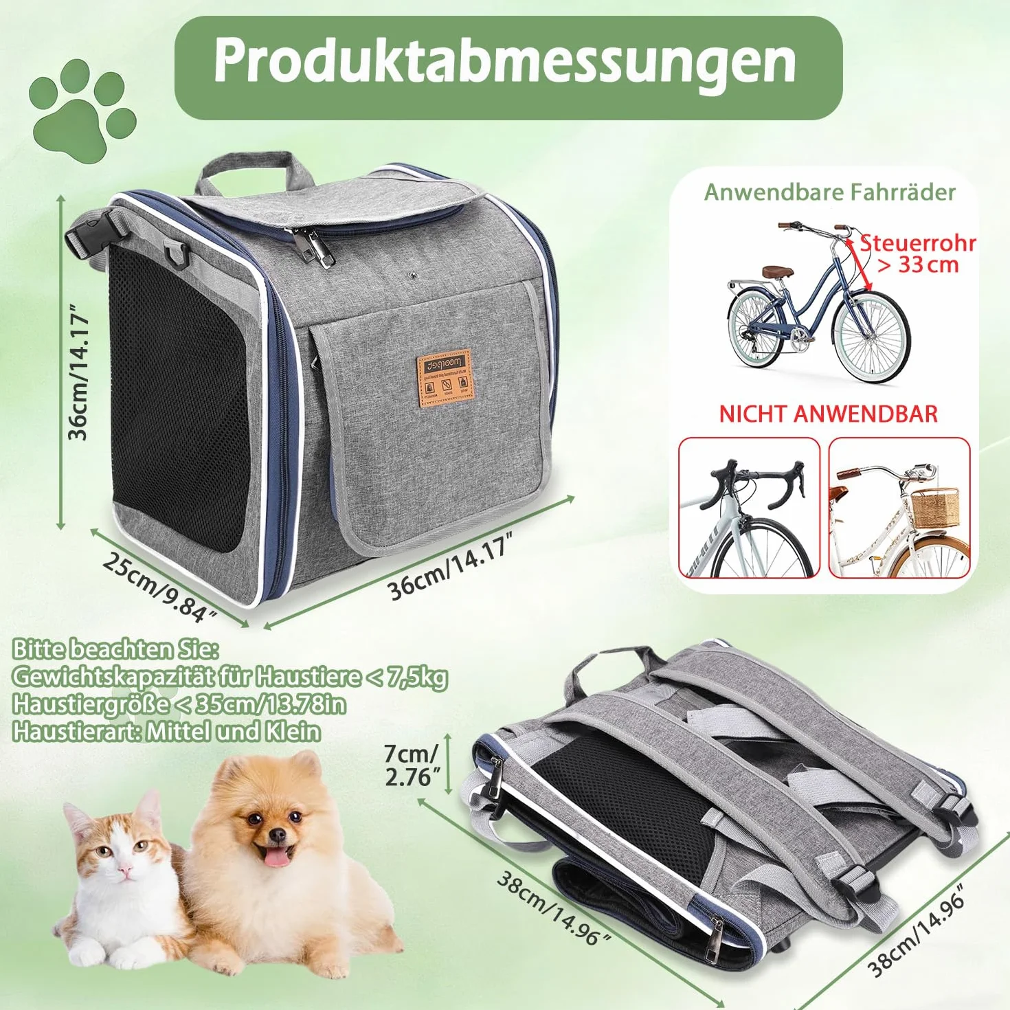 Cestini per bicicletta per cani (non espandibili)