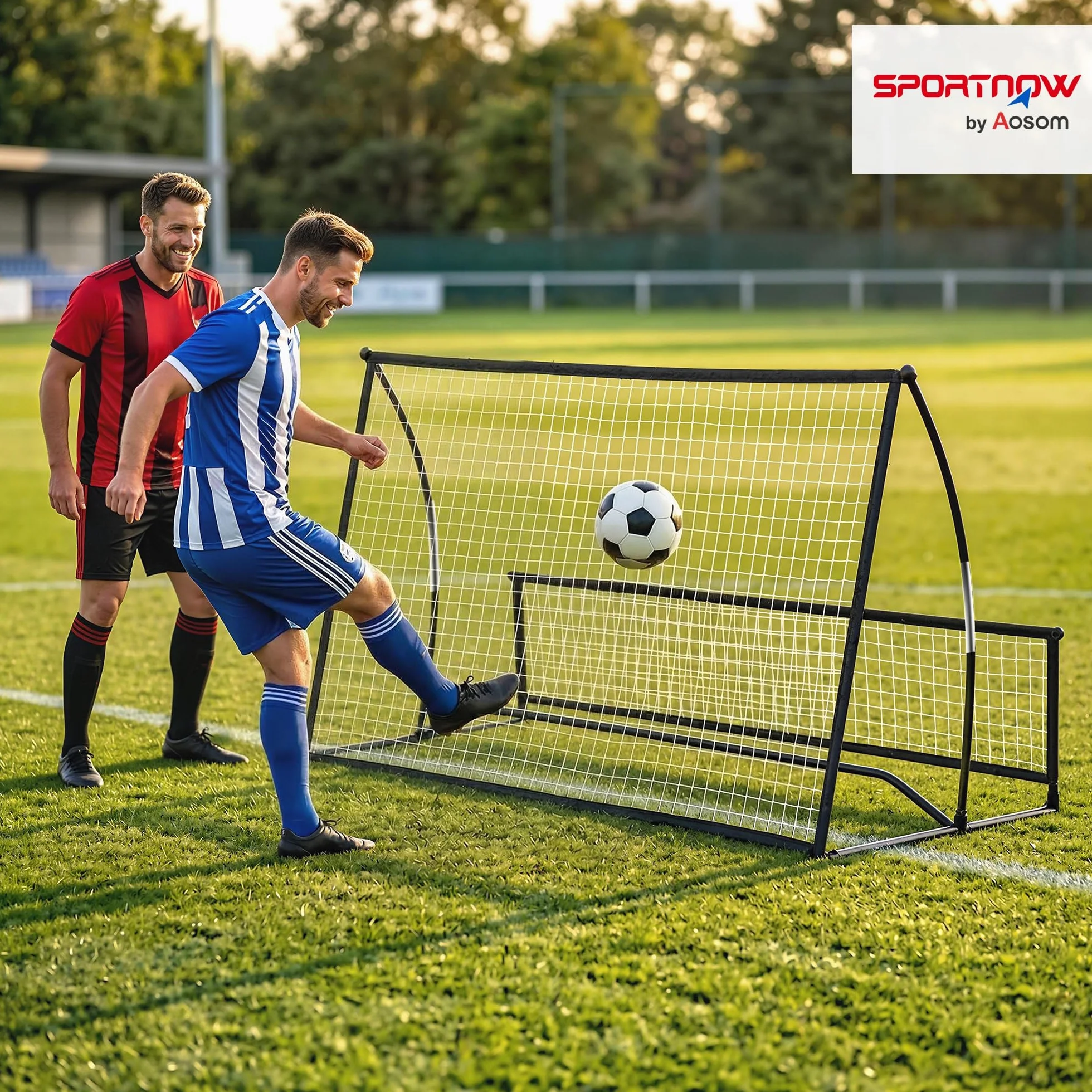 SPORTNOW 2 in 1 Rete di Rimbalzo per Calcio Pieghevole con Doppio Lato, Rete da Calcio Rimbalzante con Borsa per Trasporto, per Allenamento Baseball e Pallavolo, Nero