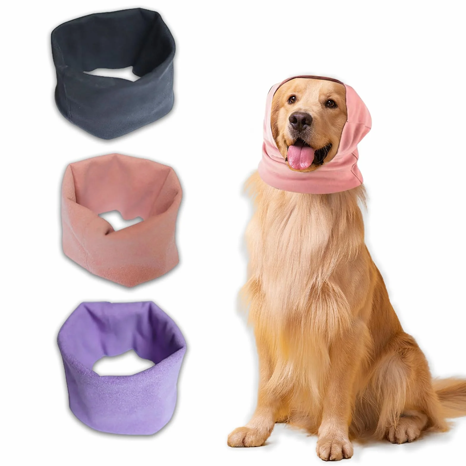 Cuffie per Cani con Paraorecchie Bandana Taglia Media Nero Impermeabile Riscaldante 3 Pezzi