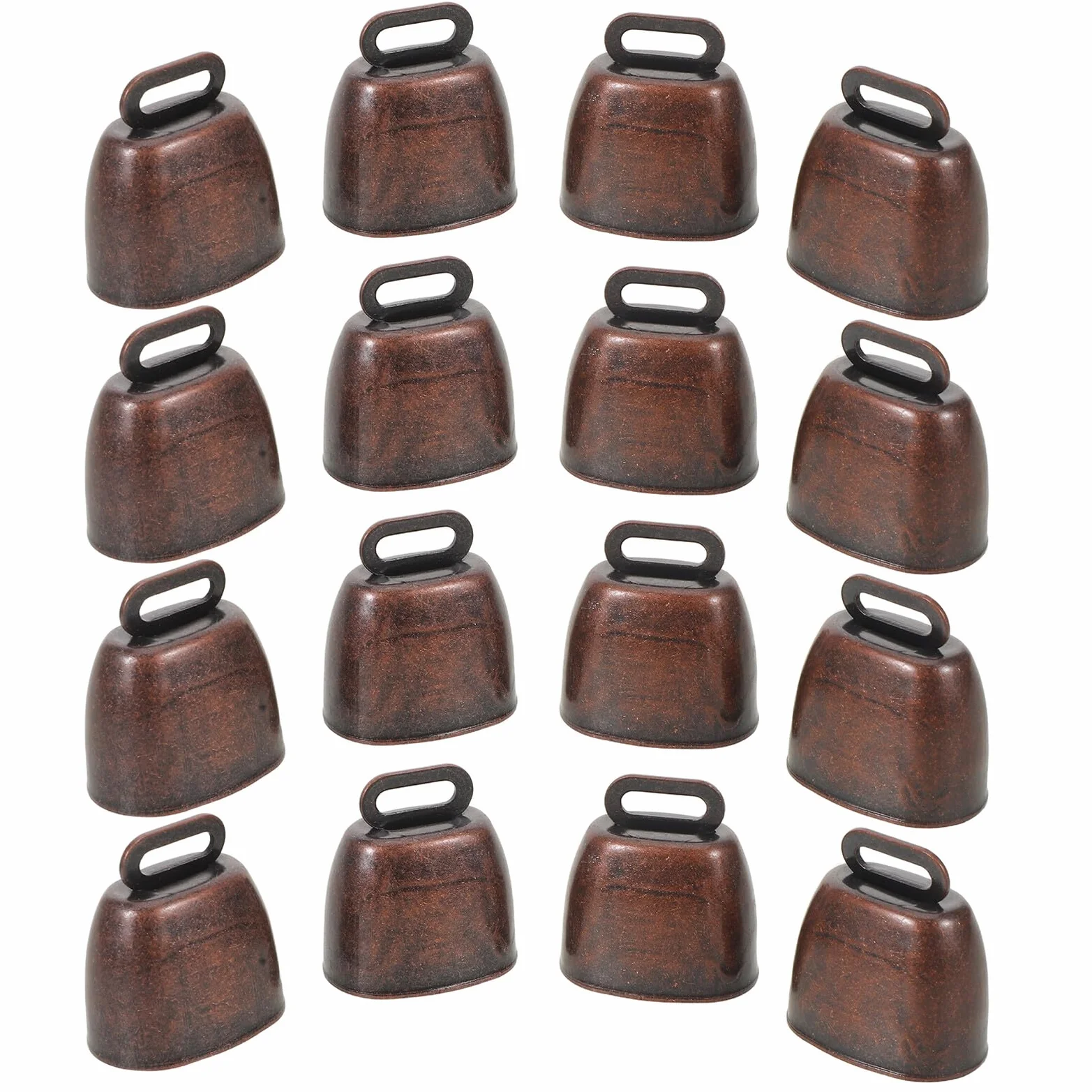 16 Pezzi Campanelli Rustici in Metallo per Animali da Fattoria, Campanaccio di Mucca Antifurto Rosso Scuro 35mm, Ciondolo Leggero Suono Nitido per Bovini, Pecore e Cani all’Aperto