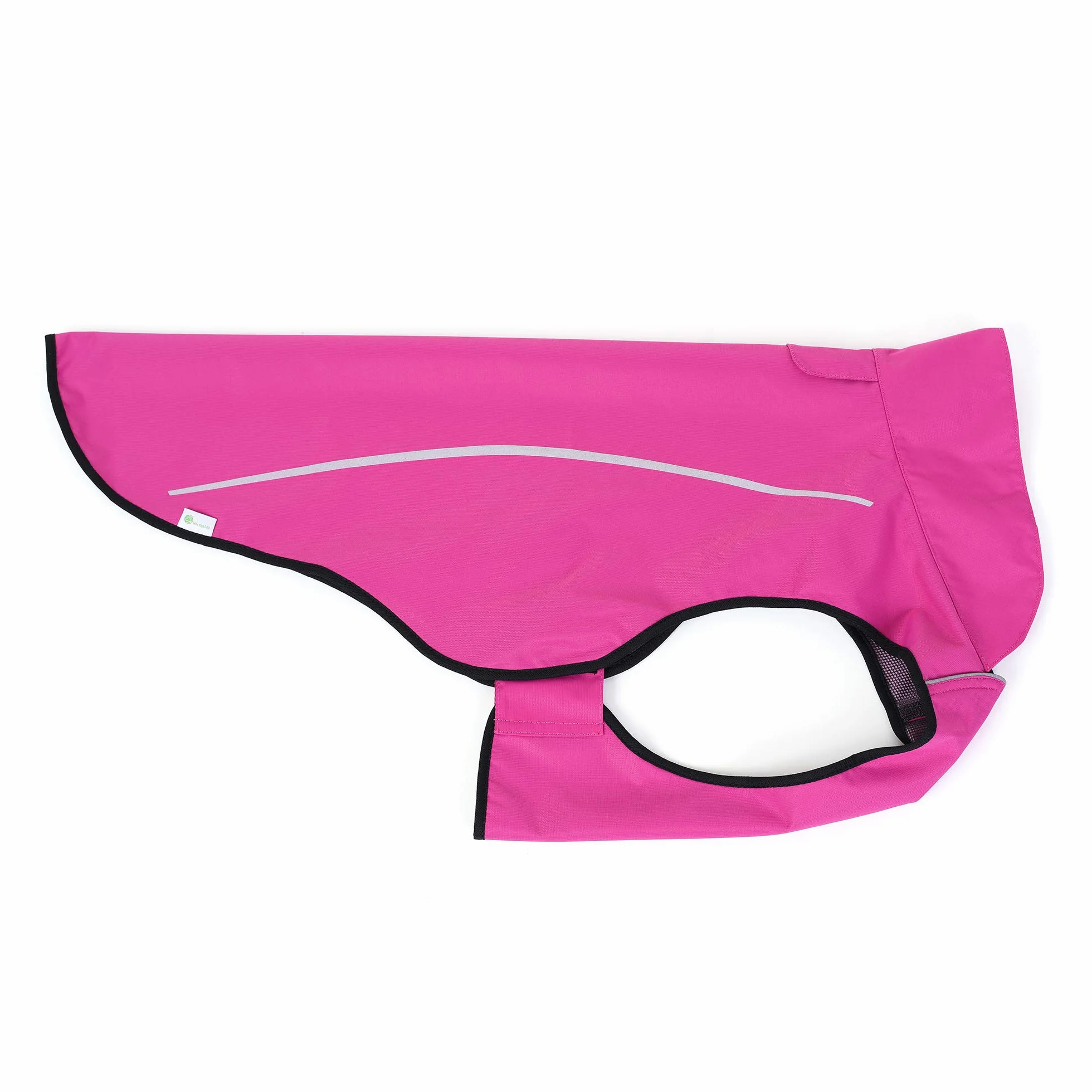 Mile High Life Impermeabile per cani | Abbigliamento per animali domestici regolabile | Giacca antipioggia leggera con striscia riflettente | Chiusura facile da inserire, rosa acceso, media