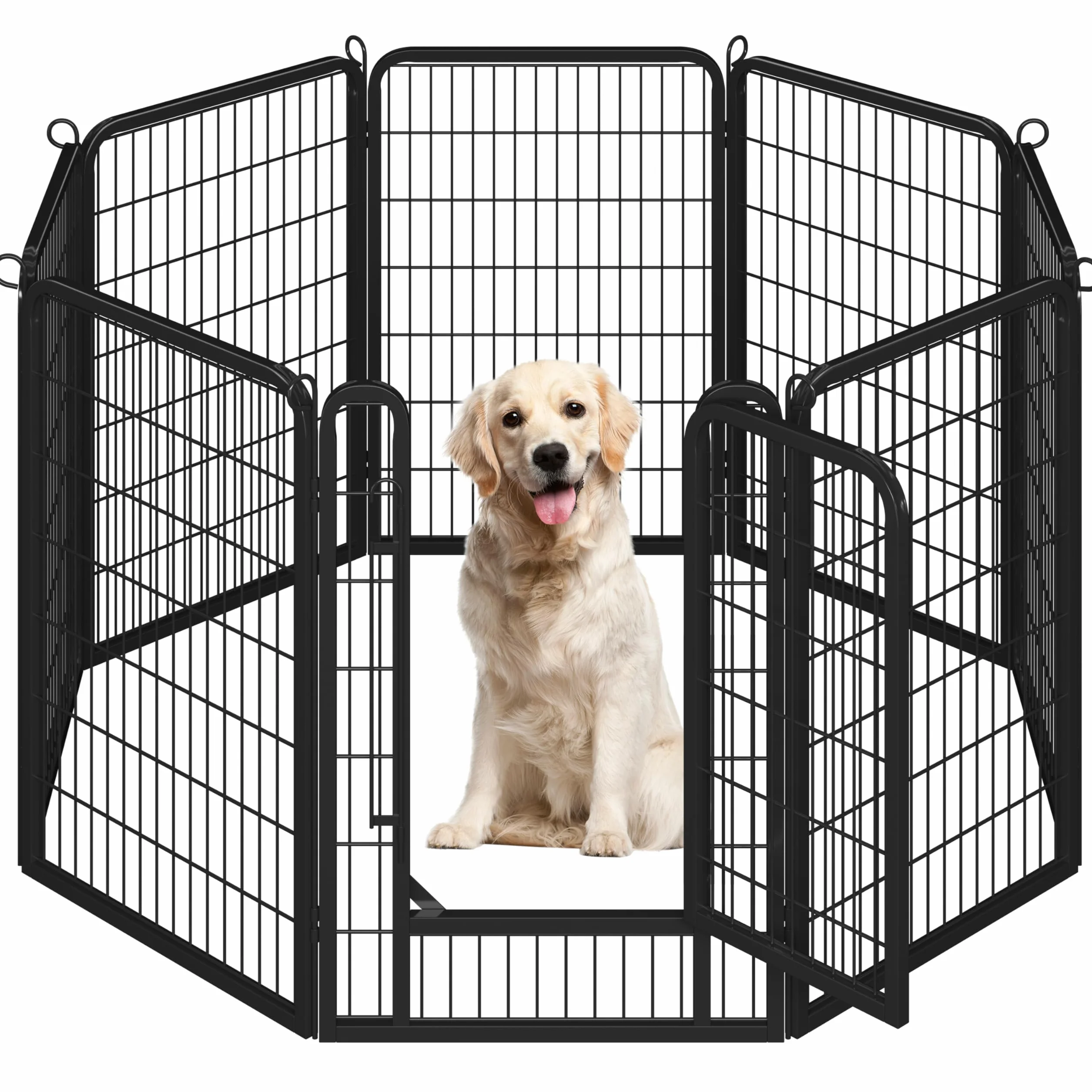 Yaheetech Recinto per Cani Grande 8 Pannelli 68 x 100 cm Conigli Animali Cuccioli per Casa da Interno Esterno Giardino in Ferro Recinzione Rete Metallica Pieghevole e Portatile Nero