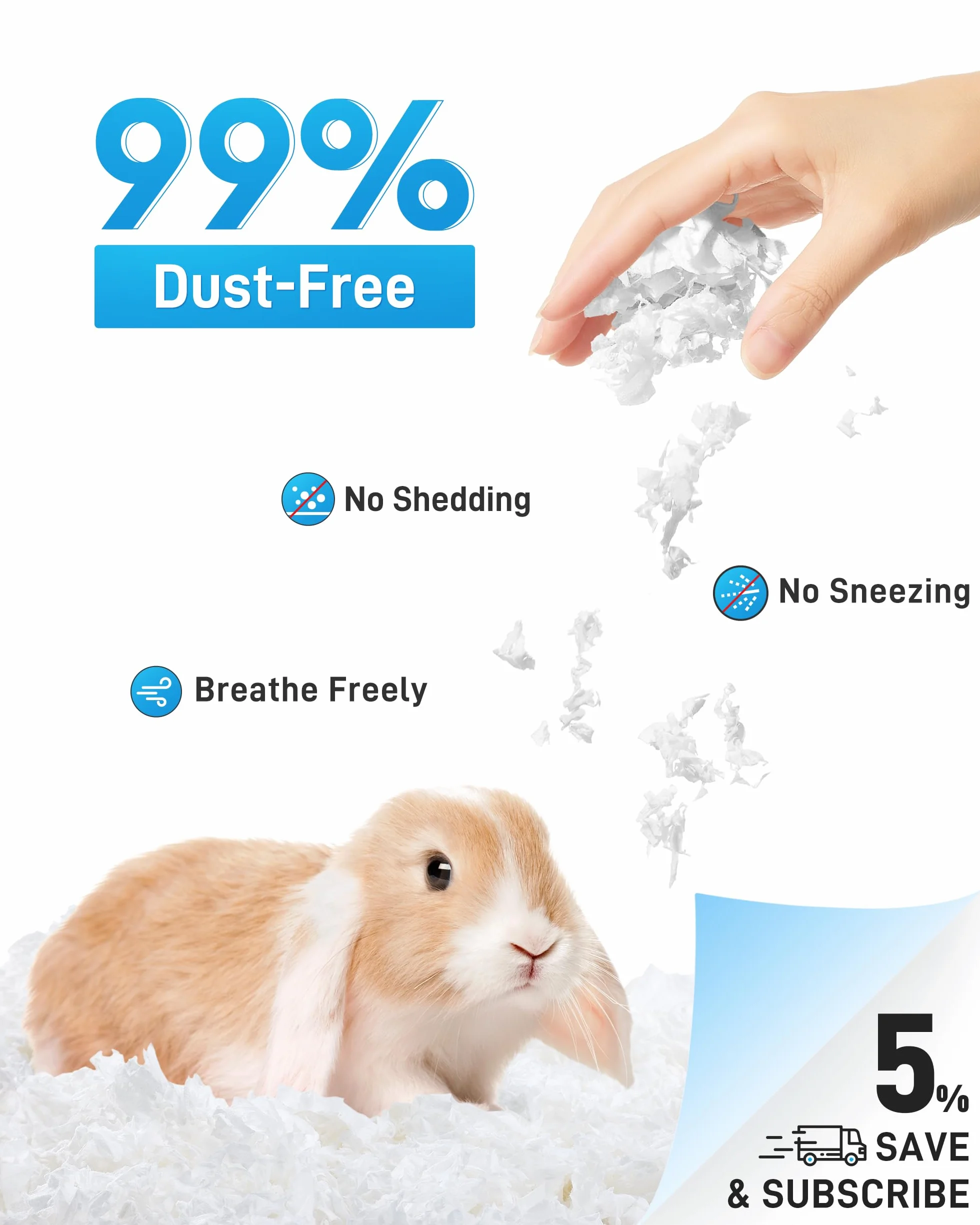 BUCATSTATE Lettiera Coniglio per Criceto/Coniglio Nano/Piccoli Animali/Roditori, Lettiera Carta Pellet 99,9% Priva di Polvere & Controllo degli Odori