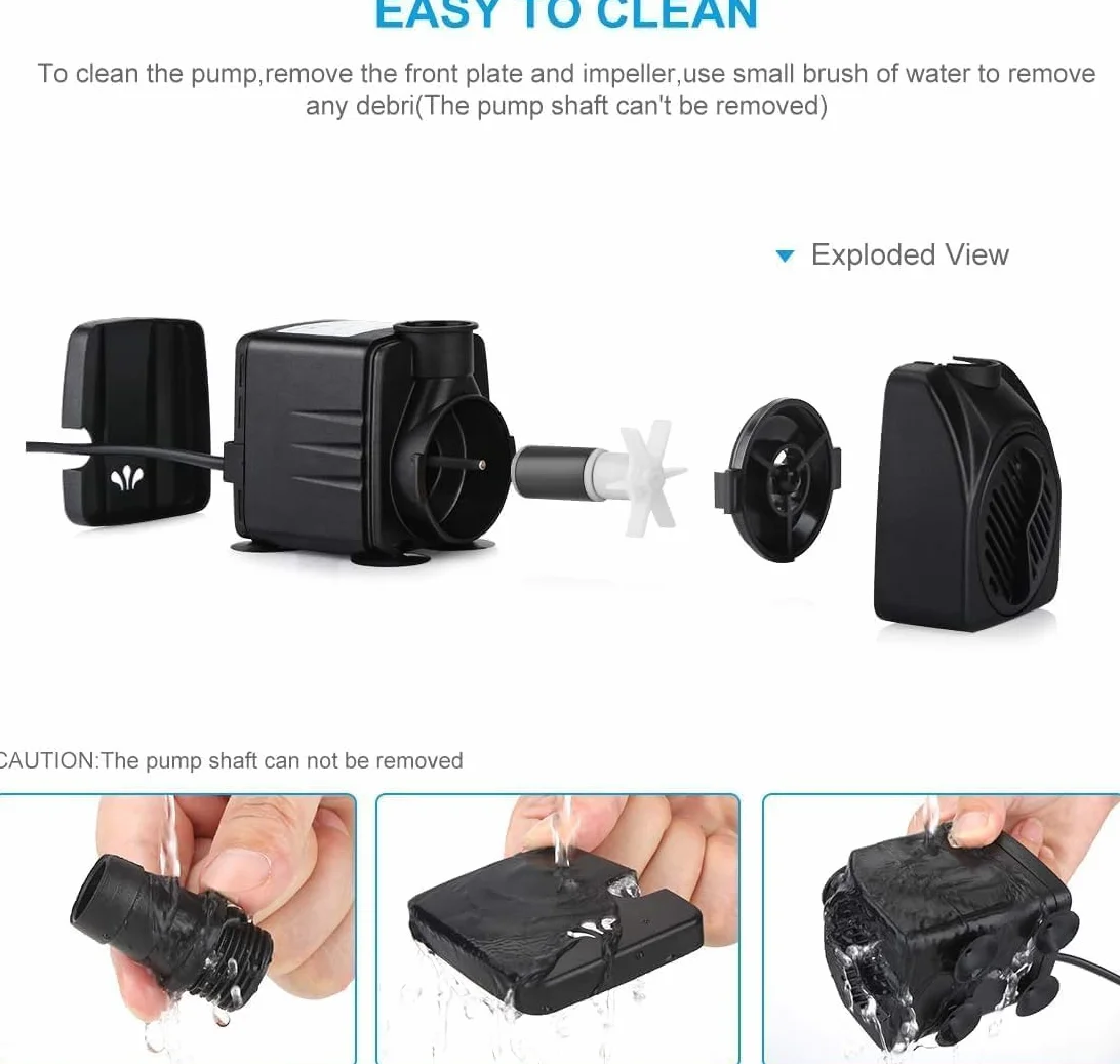 Pompa Acqua Sommergibile 25W 2000L/H Ultra-Silenzioso per Acquario Terrari Stagno