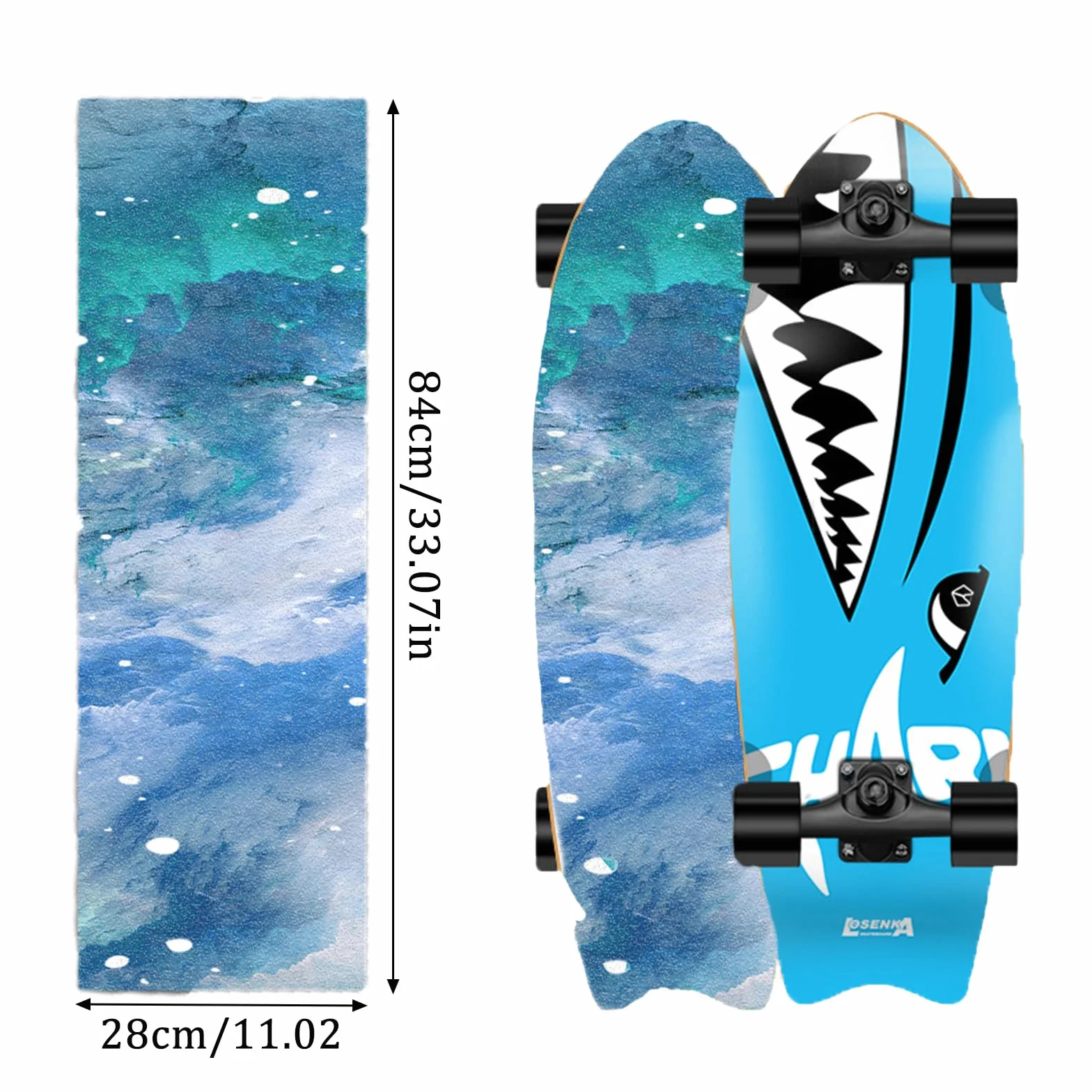 Griptape per Skateboard Carta Vetrata Antiscivolo Premium Alta Resistenza per Longboard Accessori Colore Blu Oceanico