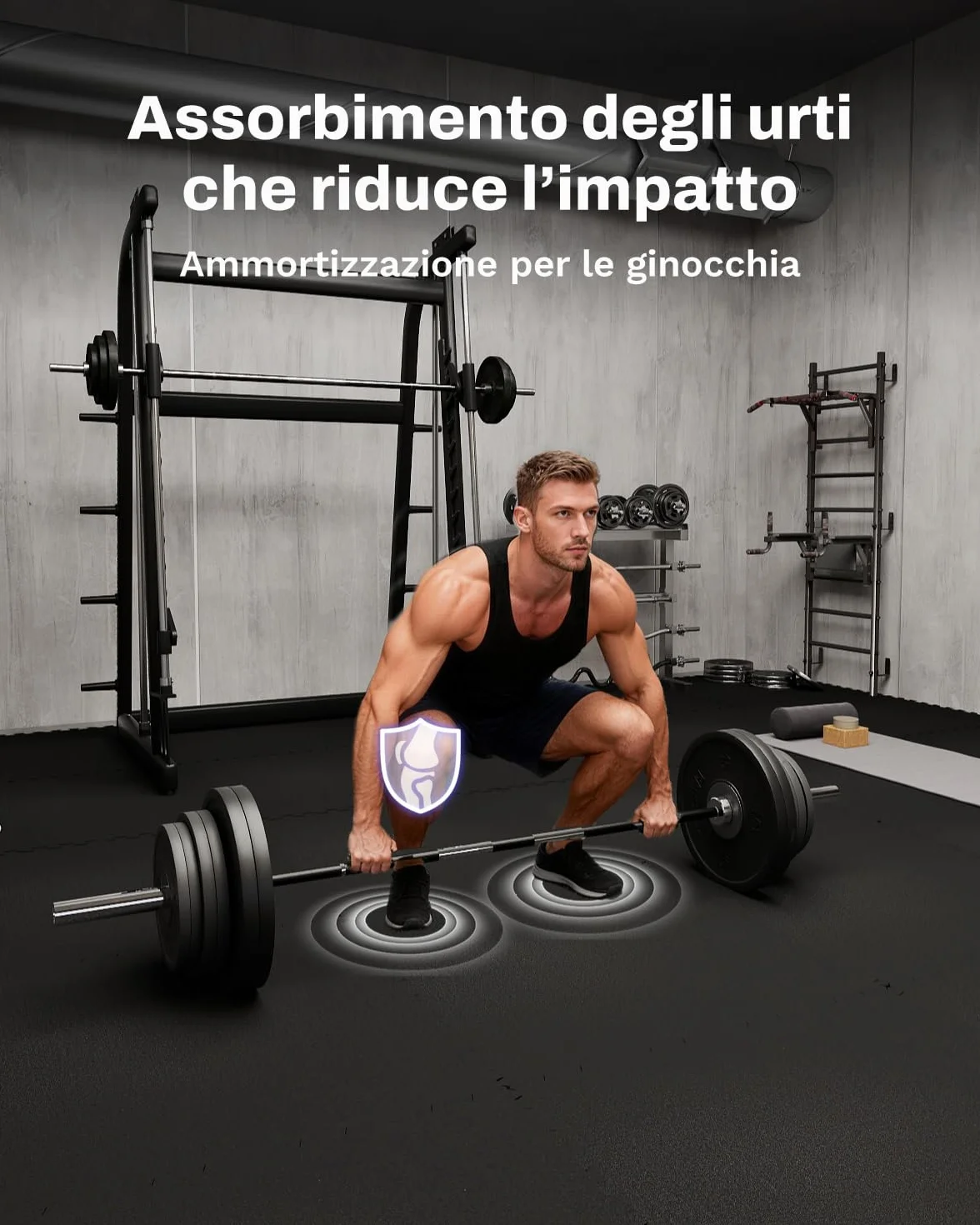 AIRHOP 12 pz 60x60x1,4cm Tappetino per Attrezzature da Esercizio, Superficie in Gomma Robusta e Spessa,Tappetino Puzzle per la Protezione del Pavimento, per Palestra e Casa,Tappetino Fitness BK-12PCS