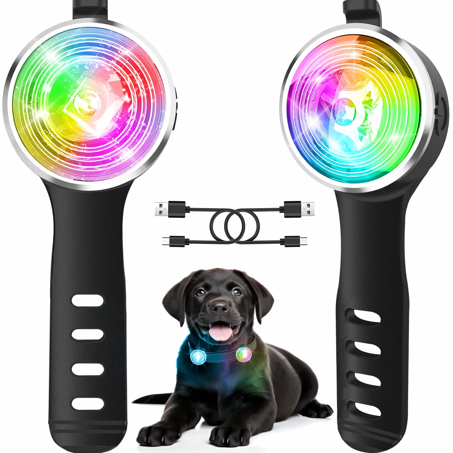 Tubasion Confezione da 2 luci per cani ricaricabili IPX6 impermeabile 8 modalità notturne