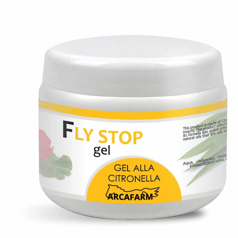 Gel Repellente Naturale per Cavalli Citronella Geranio e Tea Tree 500 ml Fly Stop, per zone delicate occhi orecchie naso perineo, Crema protezione Insetti Mosche Zanzare - Made in Italy