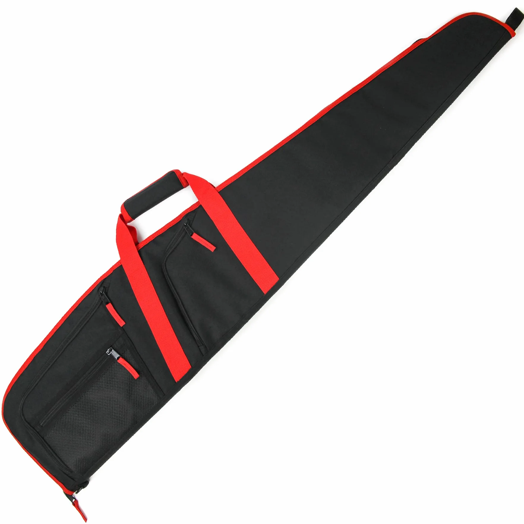 GUGULUZA Custodia Morbida per Carabina, Imbottitura Borsa da Trasporto di Fucile con Tracolla, Nero-Rosso 125cm