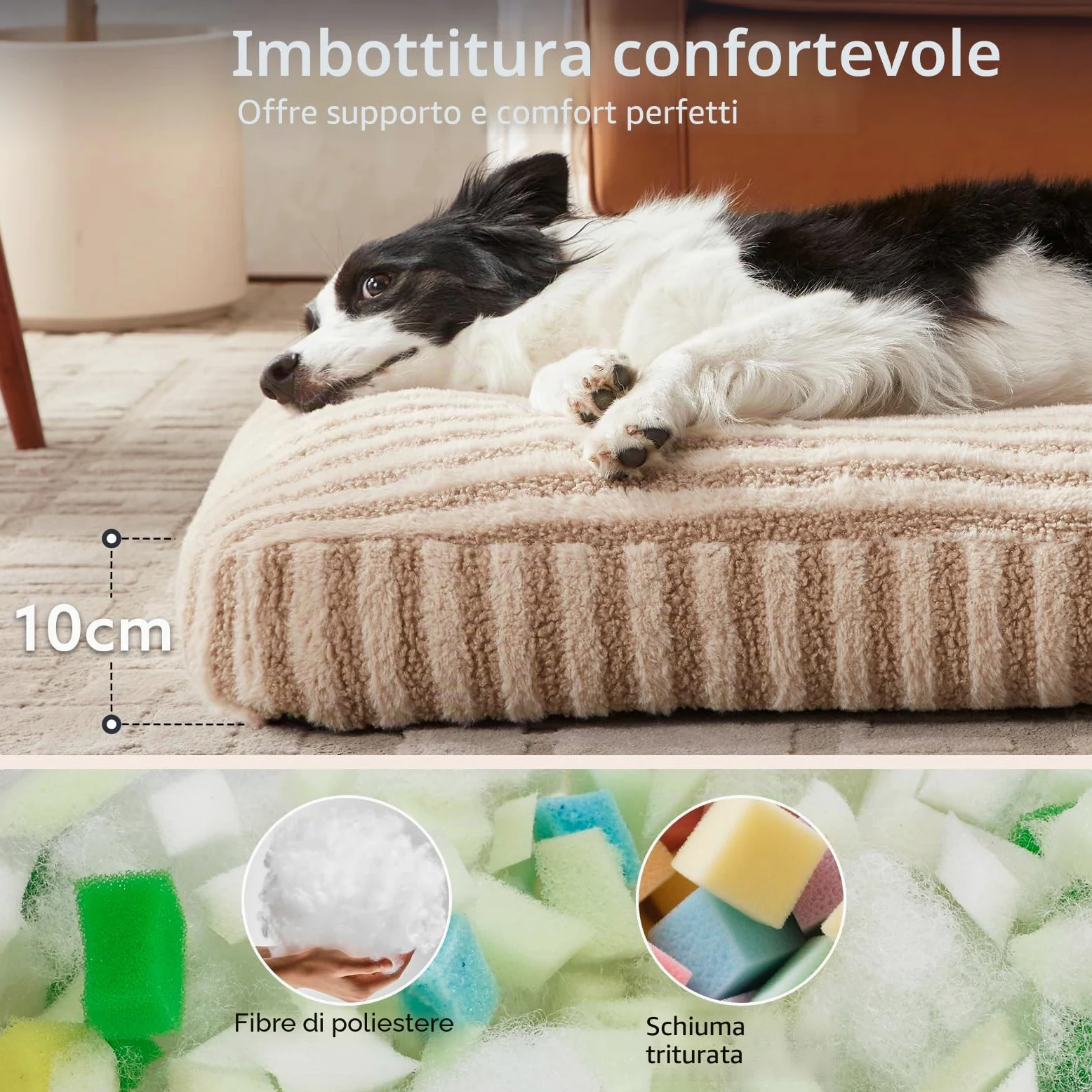 Pawk Cuccia Cane Interno, Cuscino per Cani Taglia Grande, Cuscino Cane Sfoderabile e Lavabile, Cuccia per Cani Soffice Traspirante Antiscivolo, 89x58x10cm
