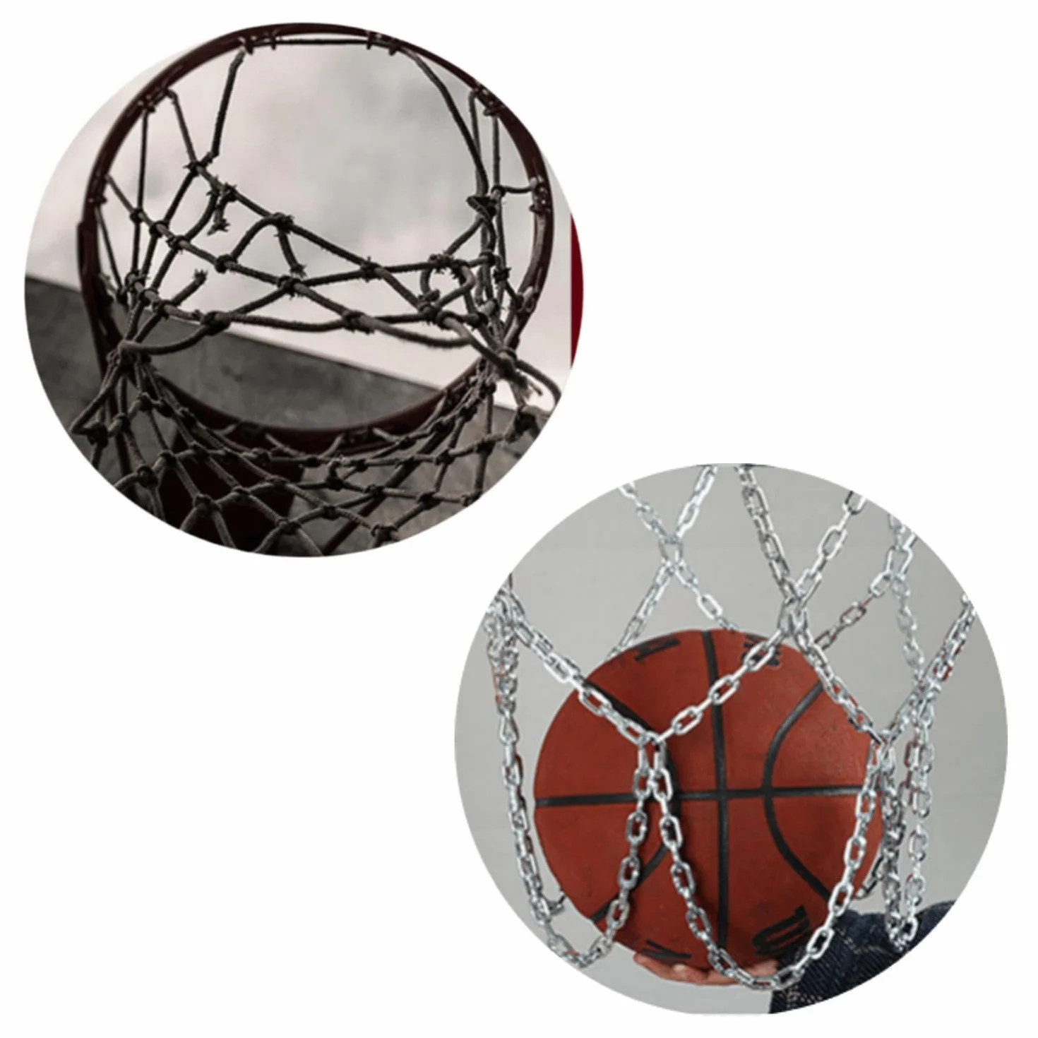 Aoser Rete Da Basket Resistente Con Catena Argento Metallizzato