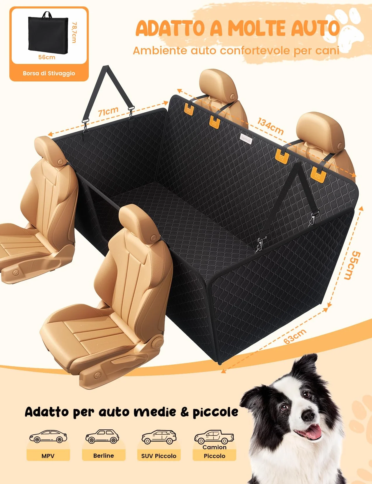 Lamicall Coprisedile per Auto per Cani Impermeabile Antiscivolo Antigraffio con Finestra Visibile Lavabile in Lavatrice per SUV e Piccoli Furgoni