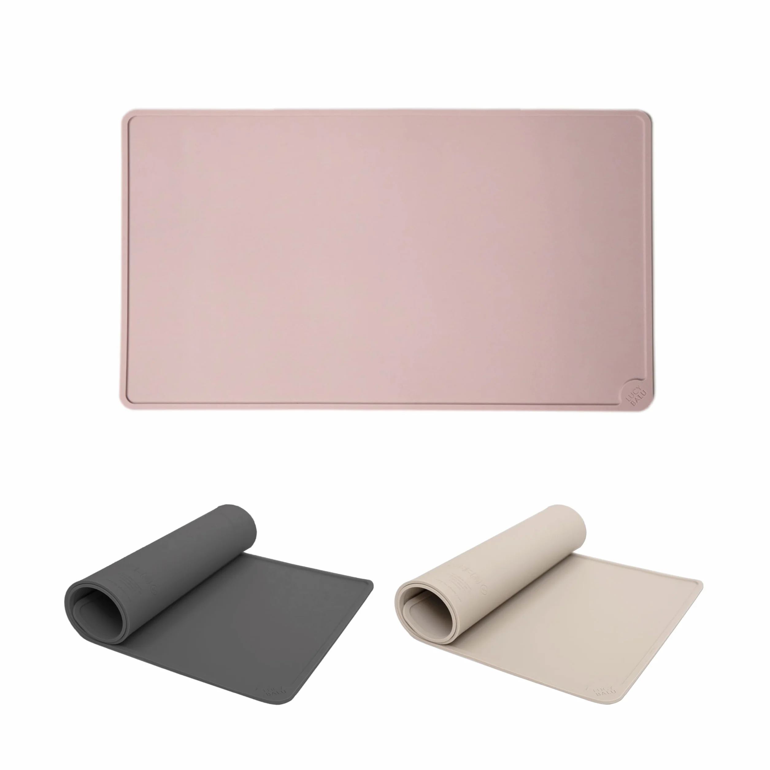 LucyBalu® Square Tappetino antiscivolo per ciotola in silicone I Grigio