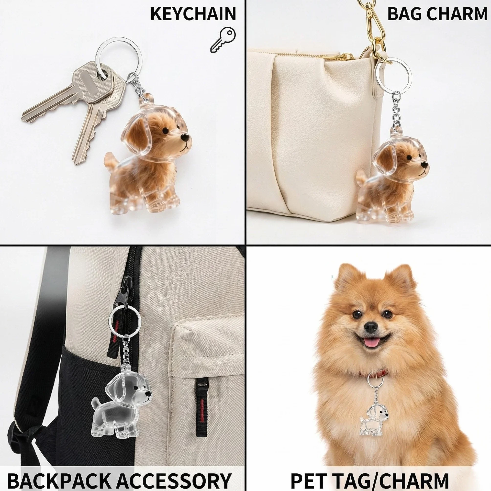 3 Portachiavi Capsule Trasparenti per Peli di Cani – Ricordo Commemorativo DIY, Ciondolo per Conservare Peli o Baffi del Cane, Portachiavi Memoriale per Amanti degli Animali