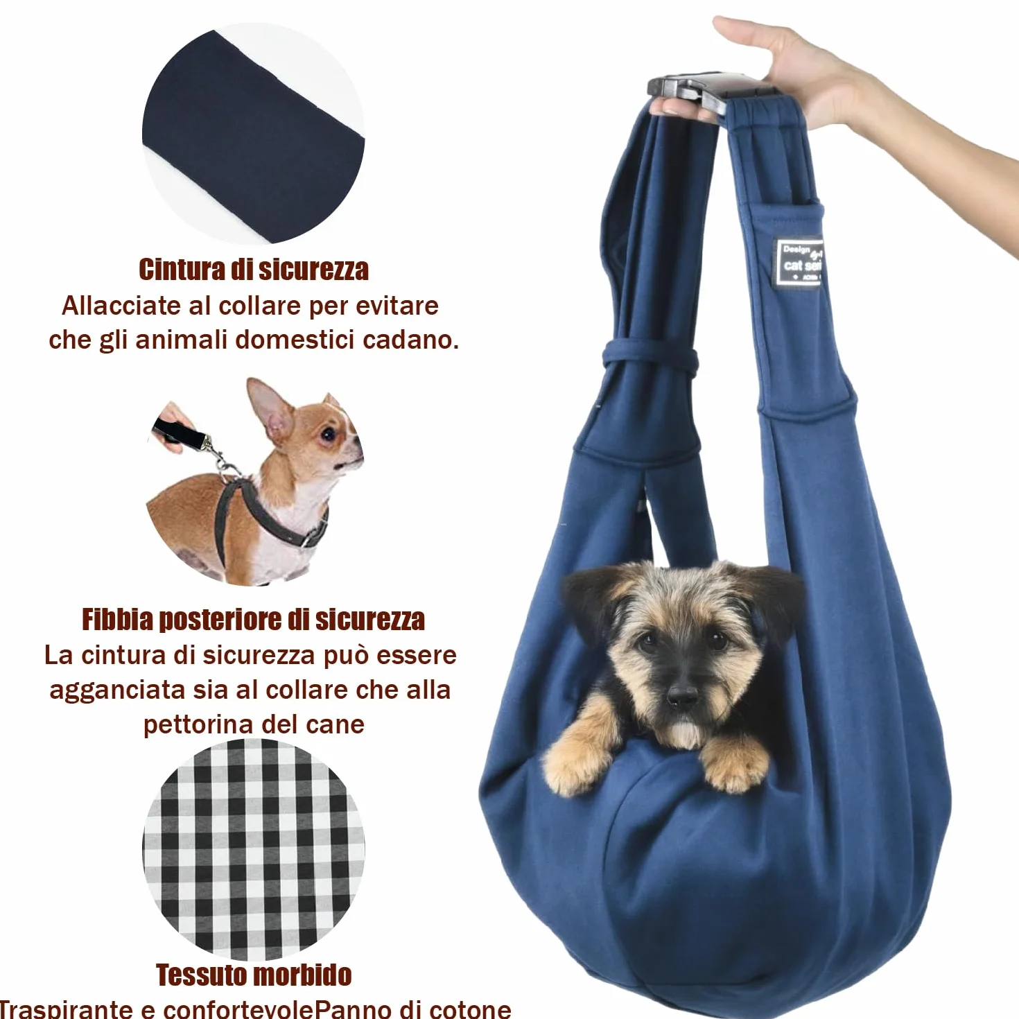 1 Pezzo Borsa per cani, Regolabile Borsa da Viaggio per Cani Piccola,Trasportino da Passeggio Regolabile, Trasportino da Passeggio, Borsa per cani fino a 7,5 kg