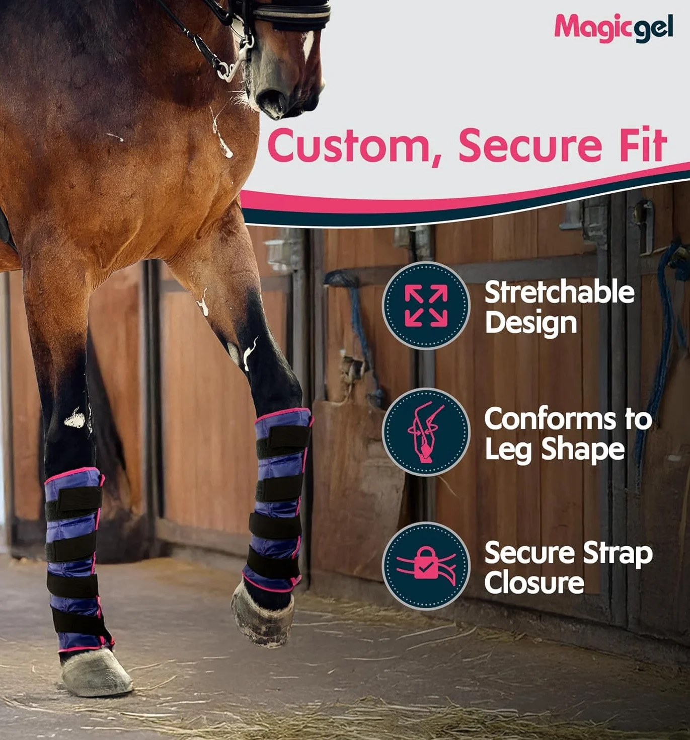 Magic Gel Impacco Ghiaccio per Cavalli - Impacchi Gel per Raffreddamento: Gambe, Garretto, Caviglia, Ginocchio e Zoccoli. Stivale Ghiaccio Gel Singolo per Stinco Cavallo (Doppio pacco)