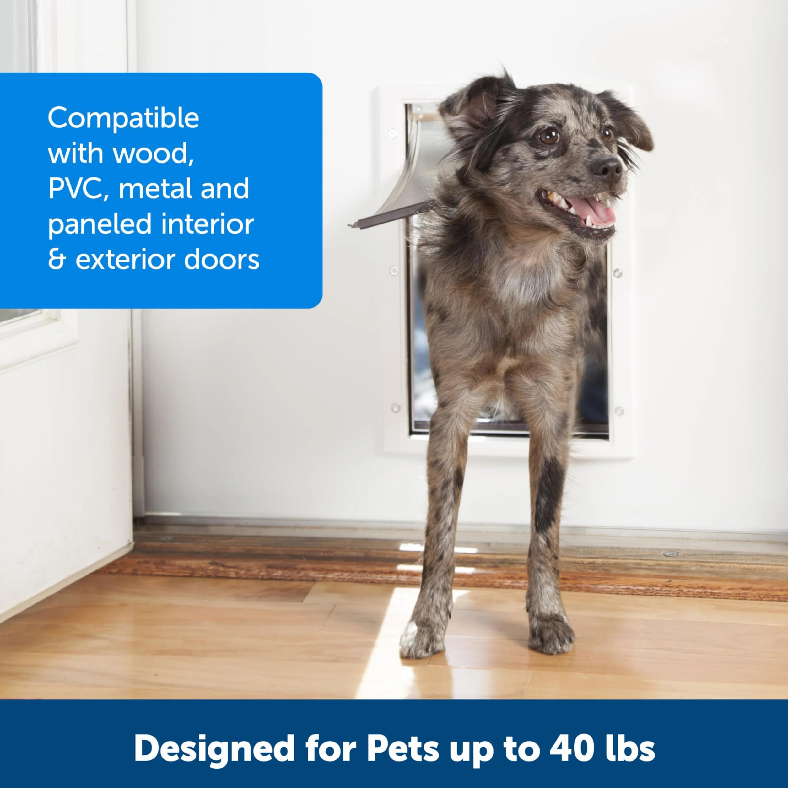 PetSafe Gattaiola antiruggine in plastica per porte pareti interne esterne verniciabile facile installazione pannello chiusura incluso cani gatti fino 18,1 kg Media