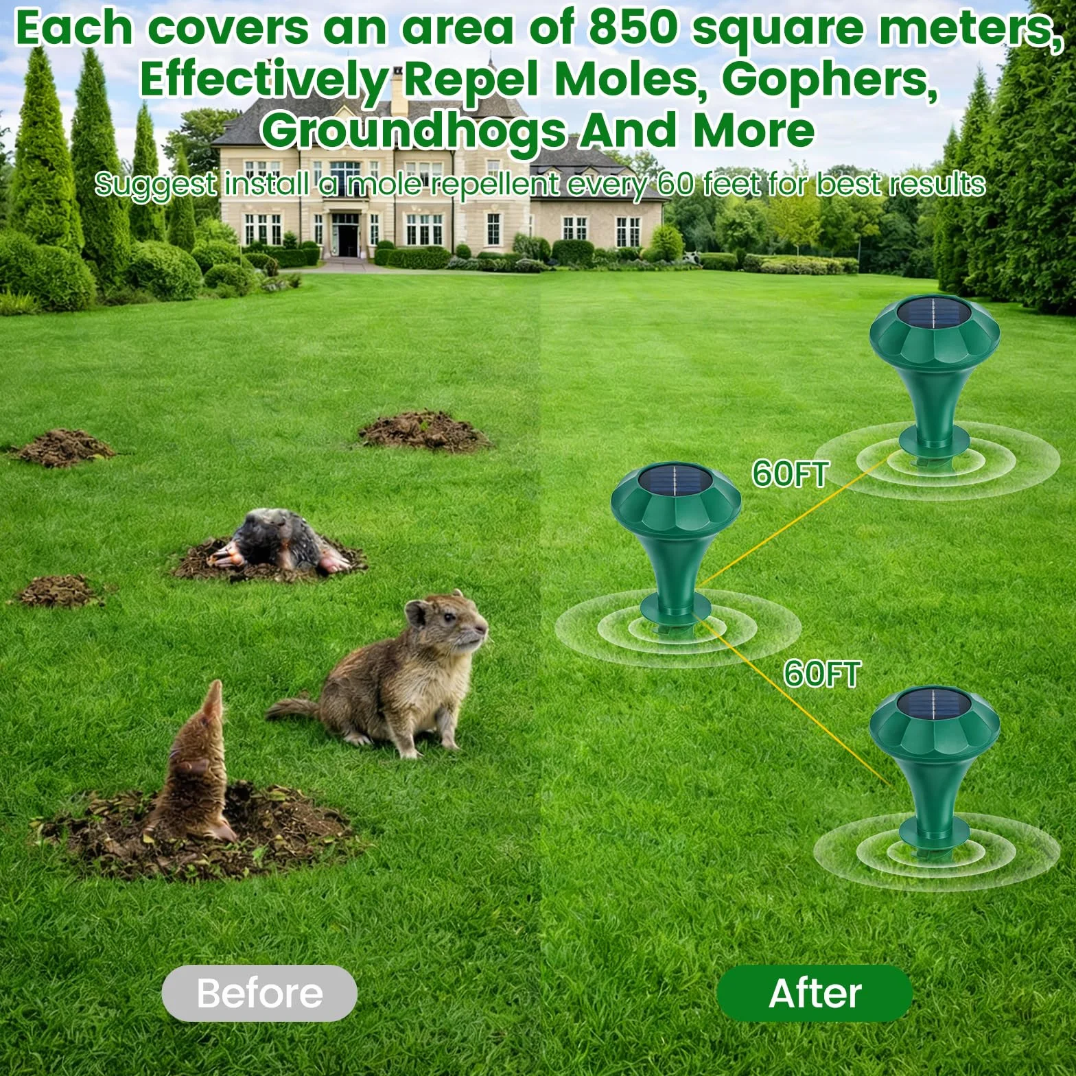 2 Pezzi Repellente Gatti Ultrasuoni Solare Dissuasore Animale Professionale con Luce LED, Repellente per Gatti per Giardino Cortile Orto Fattoria Protezione da Piccioni Uccelli Cani Topi Volpi