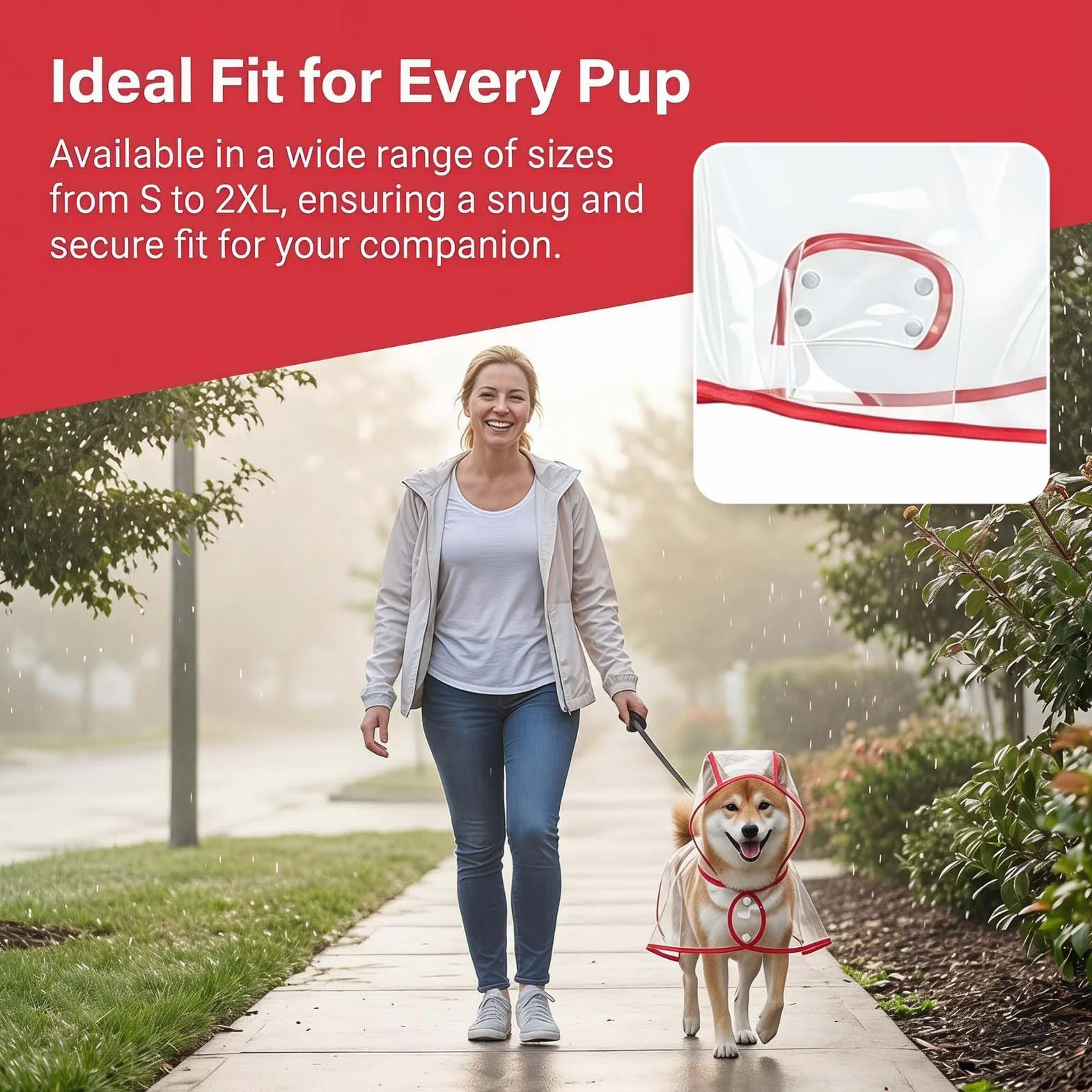 Impermeabile per Cani,S-2XL Cani Cappotto Impermeabile con Cappuccio Trasparente Adatto A Cani da Piccola a Grande Taglia, Ideale per Passeggiate Ed Escursioni Sotto La Pioggia (L)