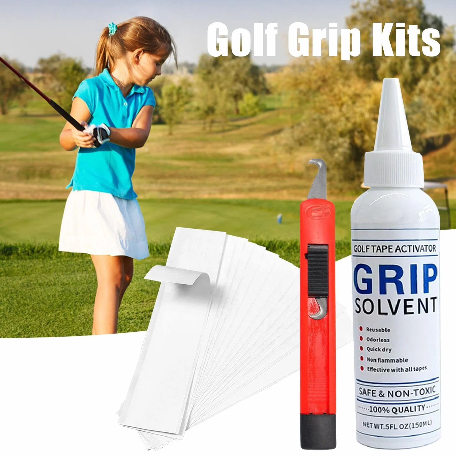 Grip Solvent Golf Grip Tape Strips - Set di ricambio per mazze da golf