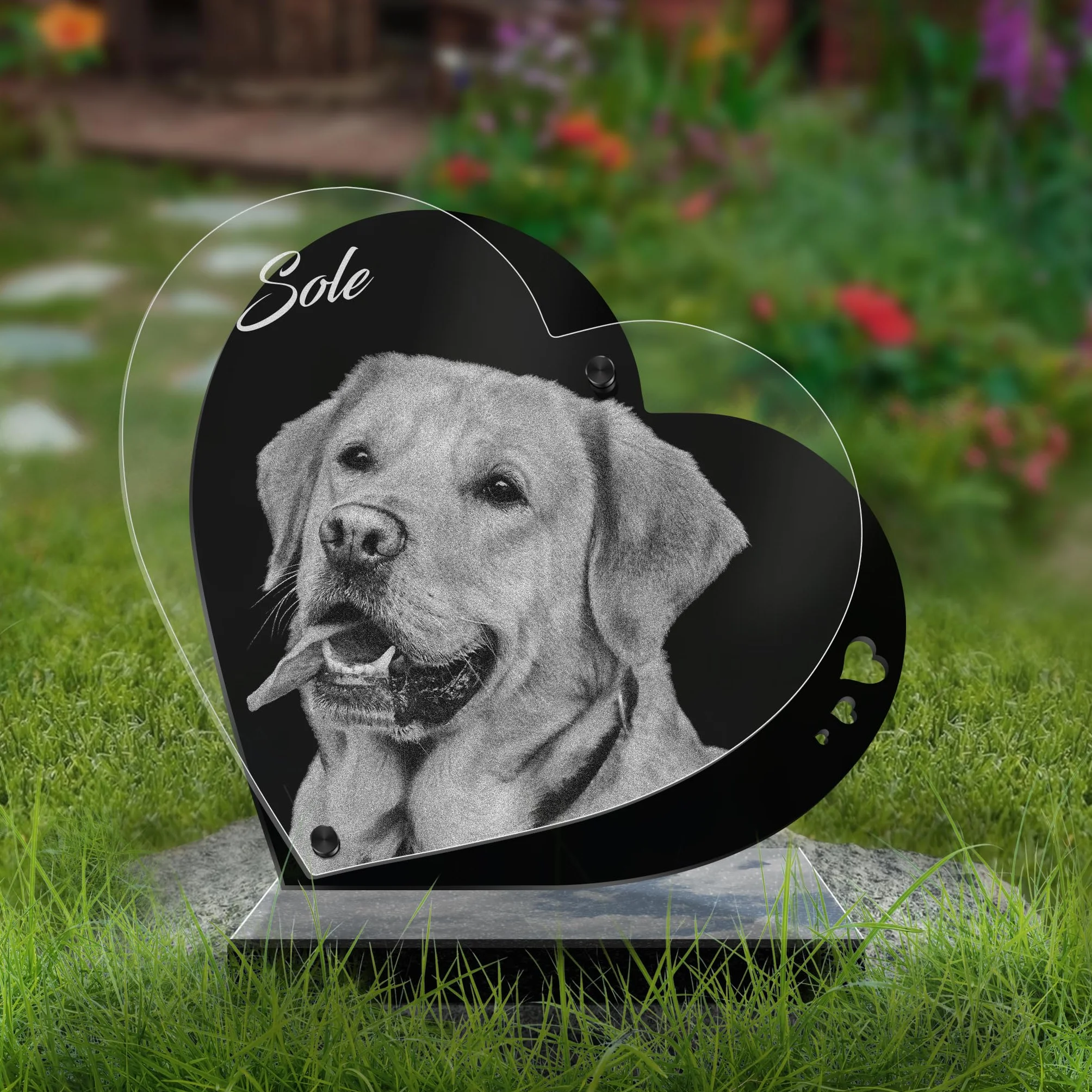 Targa Funeraria Personalizzata Cuore Perpetuo per Animali Cane Gatto Coniglio