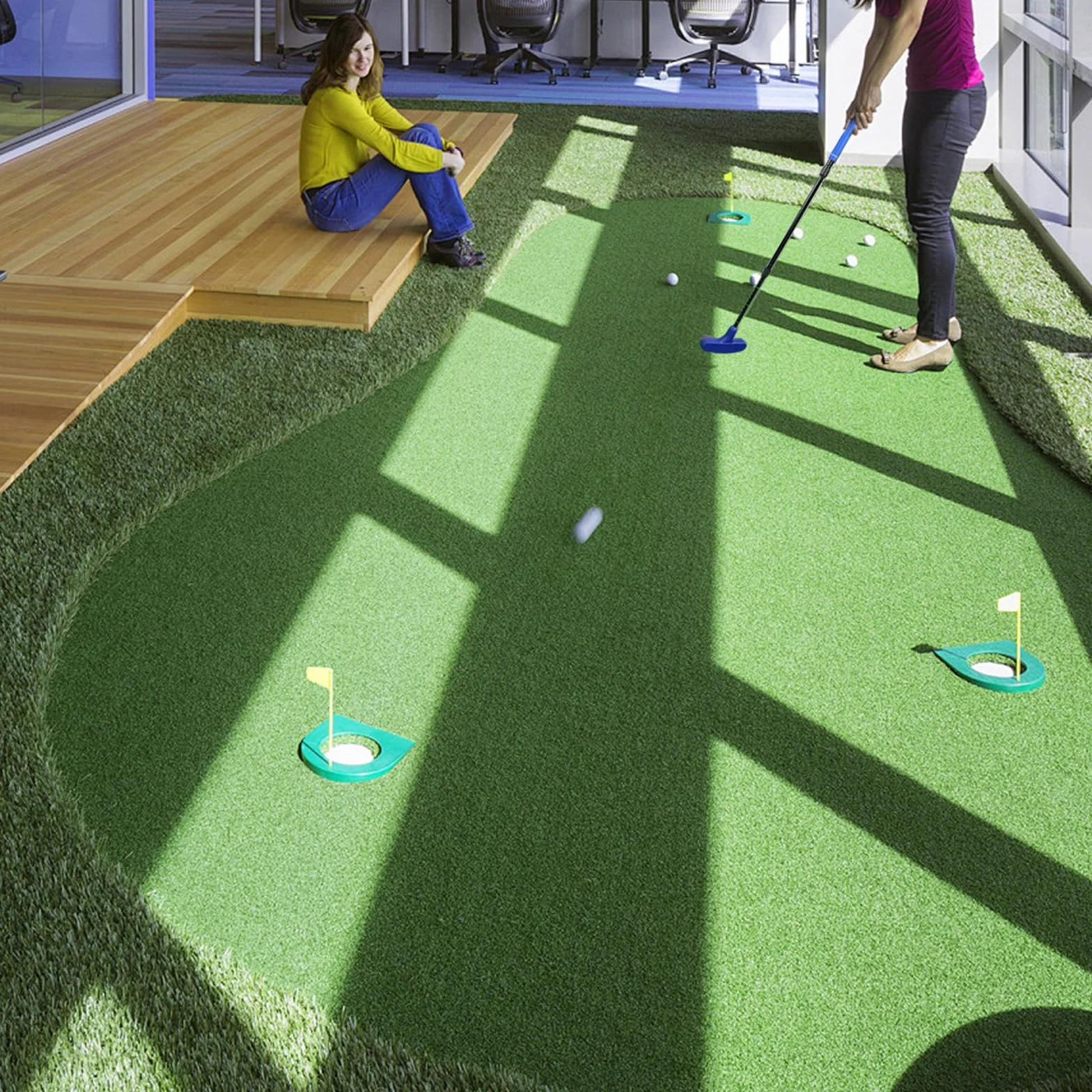 Set di putter da golf regolabile (rosso e blu) – ambidestro per mancini e destrorsi, mini set da golf professionale e accessori da golf per bambini e ragazzi