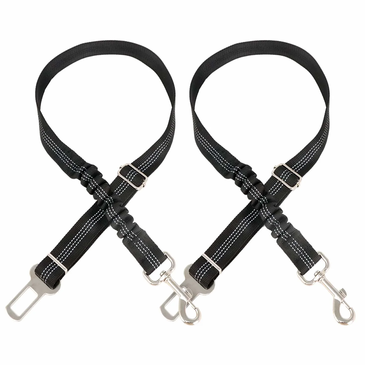 AiTodos - Cintura di sicurezza per cani, regolabile da 50 a 85 cm, con imbottitura elastica, riflettente, colore nero