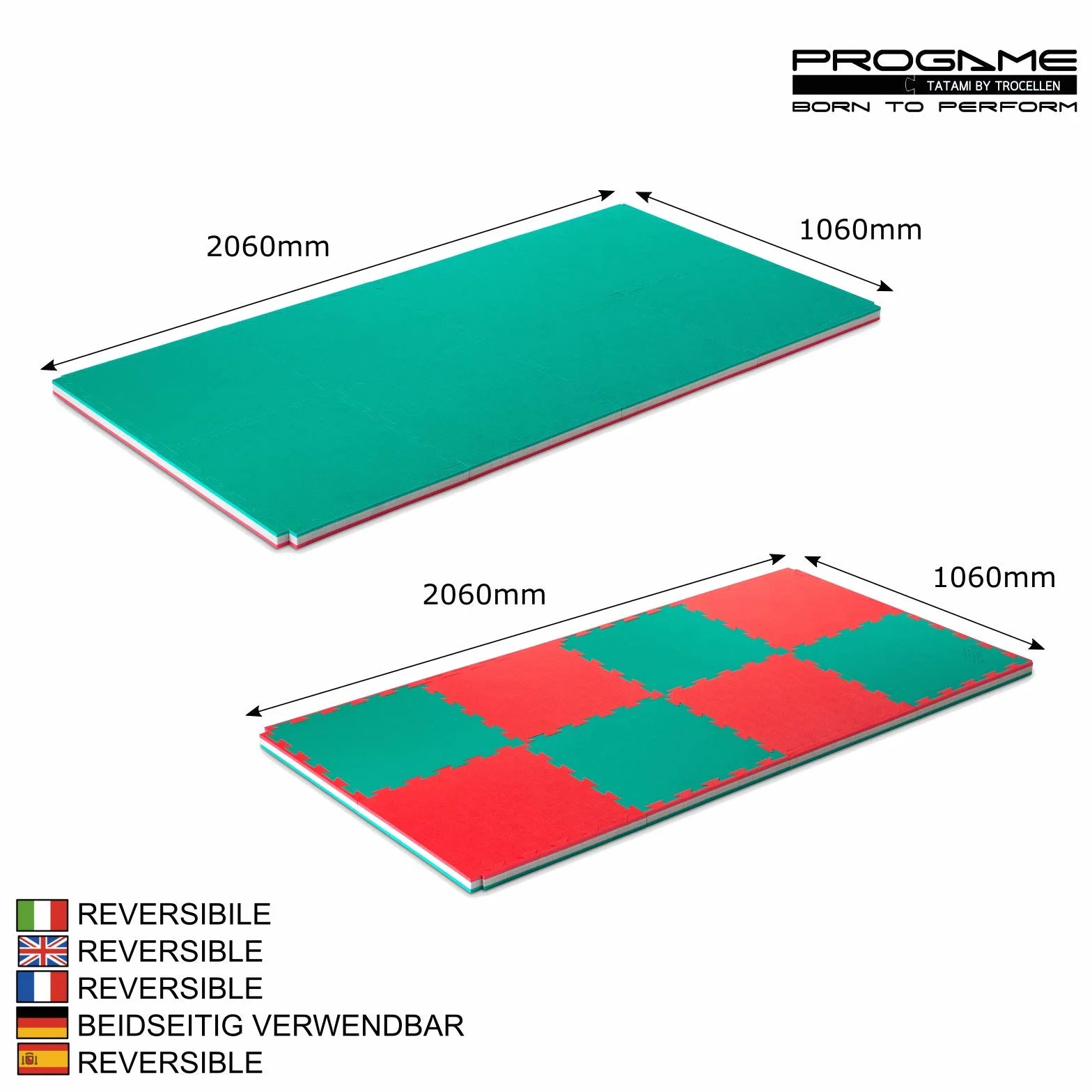PROGAME Tatami Palestra Spessore 4 cm. 8 Pezzi 50x50 cm PERFORMANCE-HOME Tatami Judo Materassino - Made in Italy