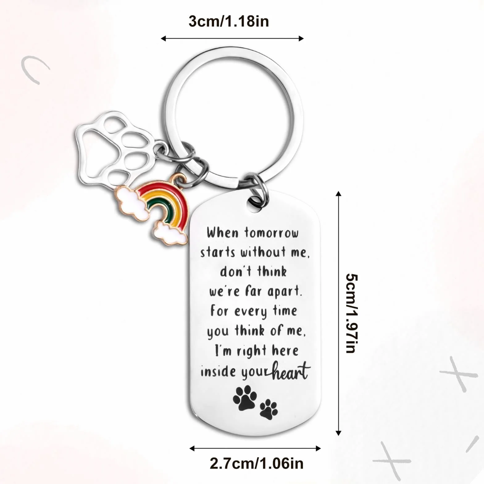 XIHIRCD Portachiavi Commemorativo per Cani per la Perdita del Cane, Regalo Commemorativo per Cani con Ponte Arcobaleno Portachiavi per Cani con Simpatia e Lutto per Cani Gatti Animali Domestici