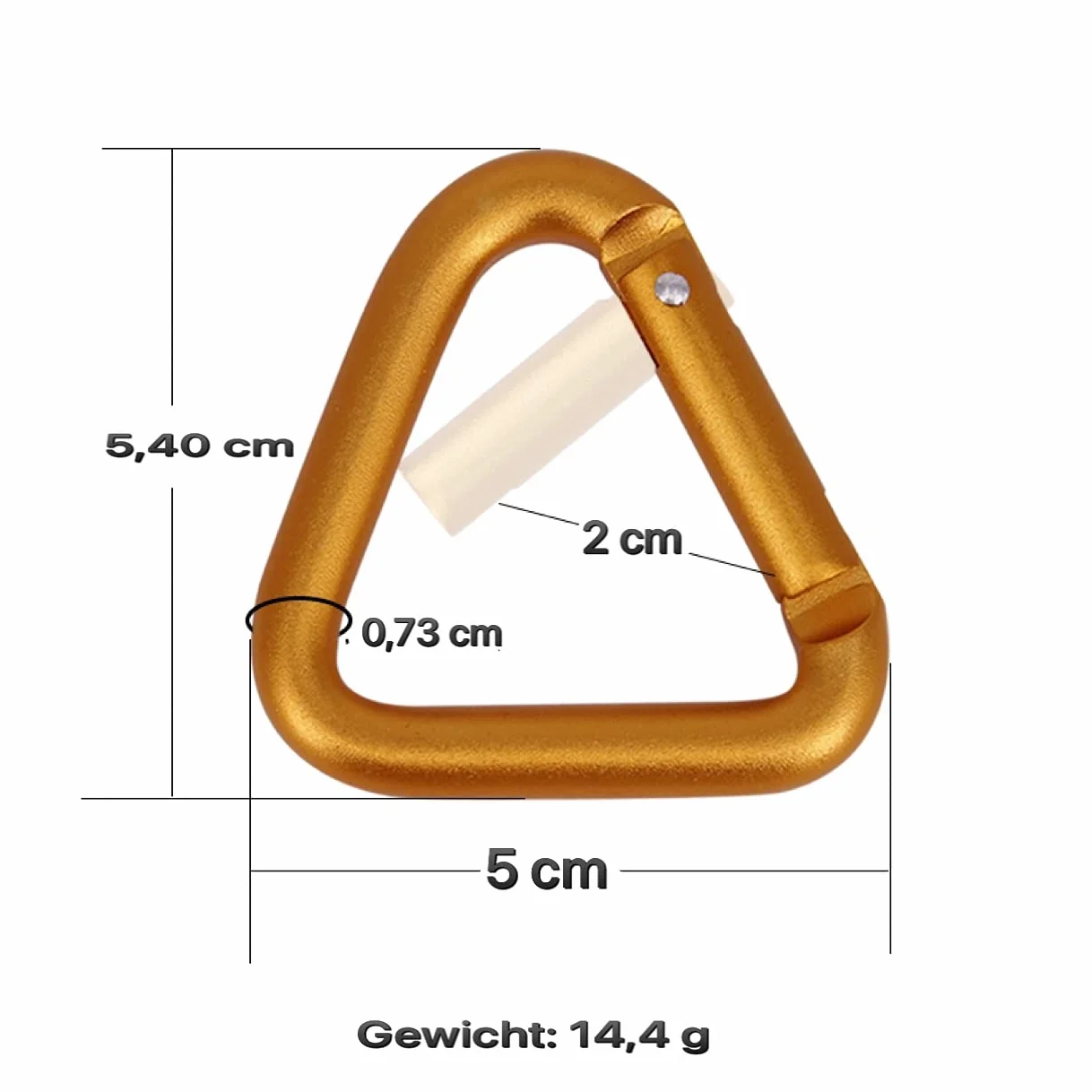 Moschettone triangolare mini, portachiavi a moschettone, set da 3 pezzi