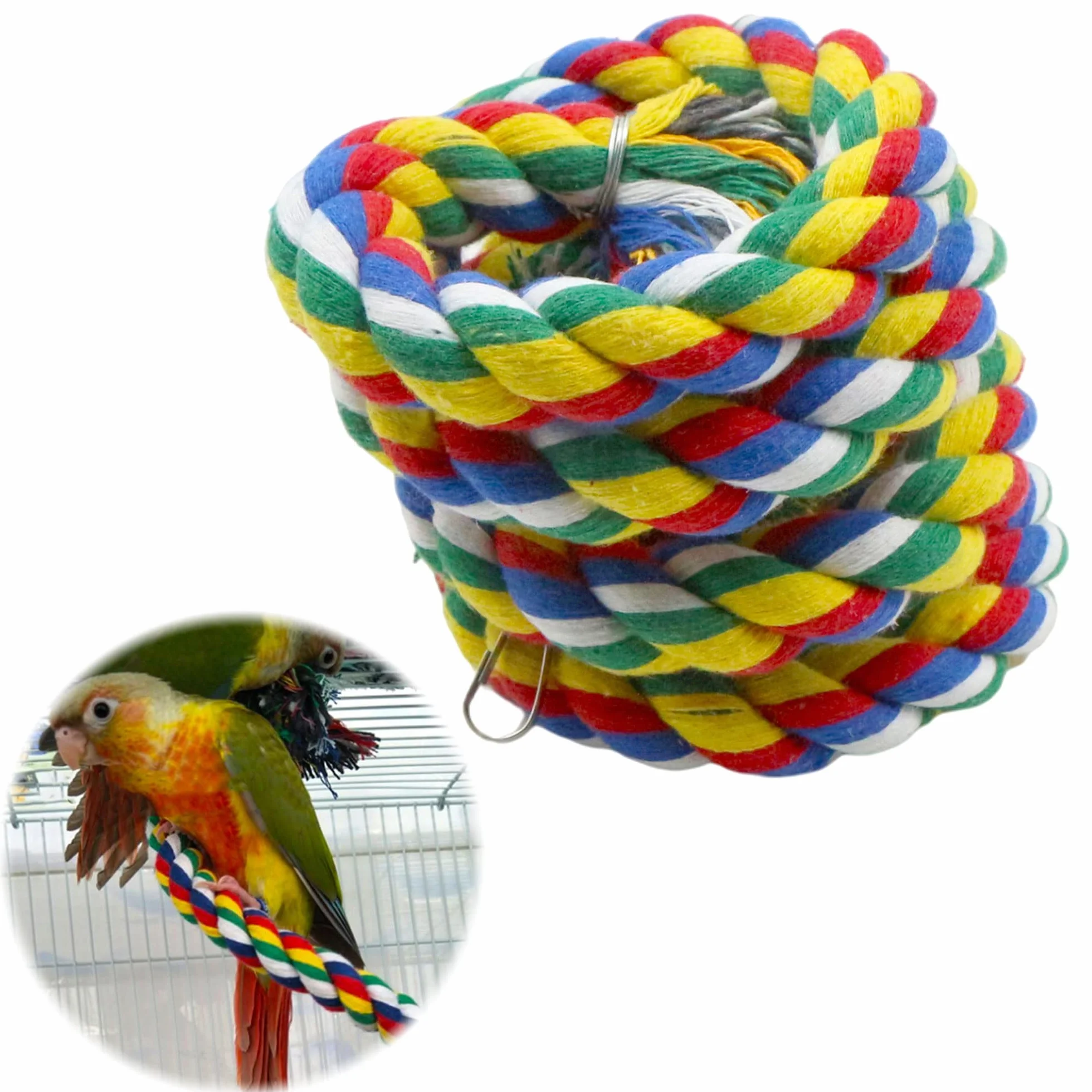 Corda per Uccelli Altalene Pappagalli - Corda di Cotone per Gabbia Uccello, con Campana, Colorato