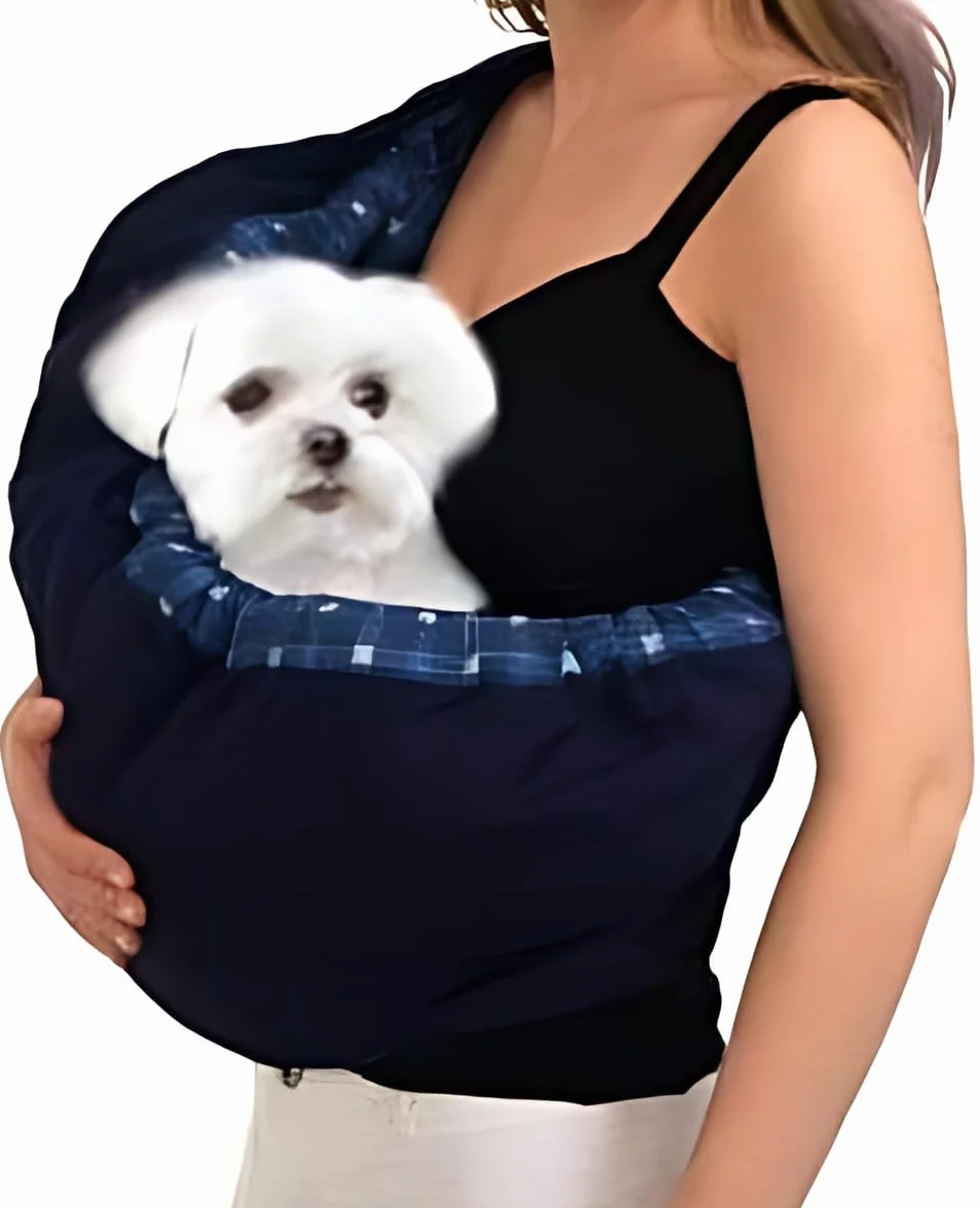 Borsa per Animali Domestici Pet Sling Carrier, Regolabile Zaino Tracolla, Per Animali Di Piccola(Blu Plaid)